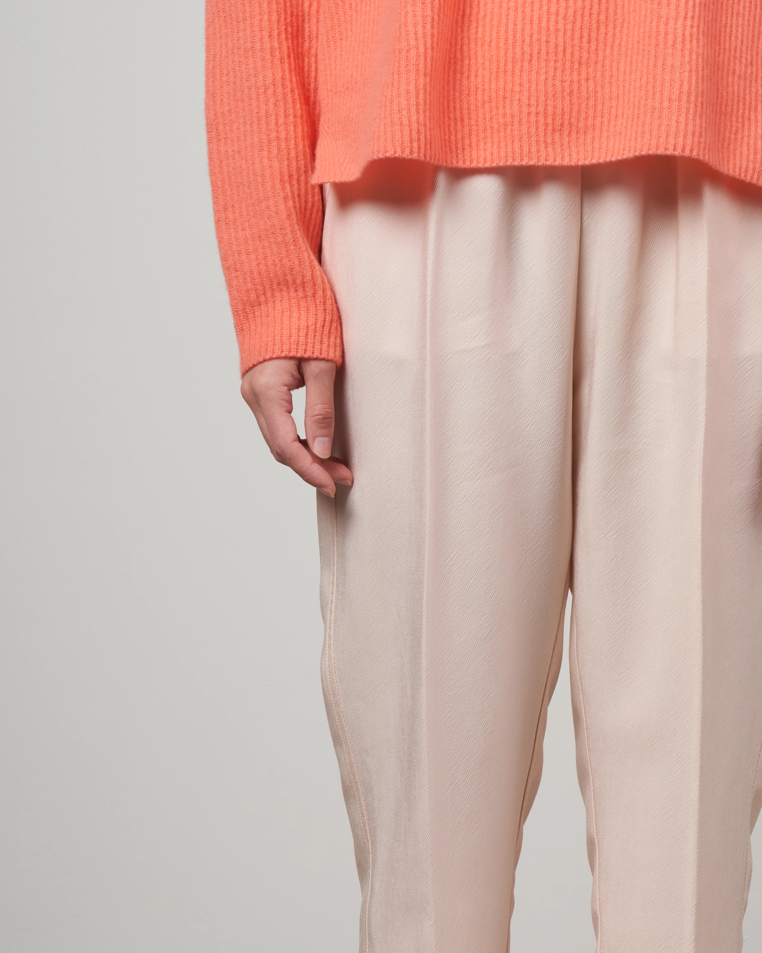 pantalone elastico cupro lavato - cream - Image 5