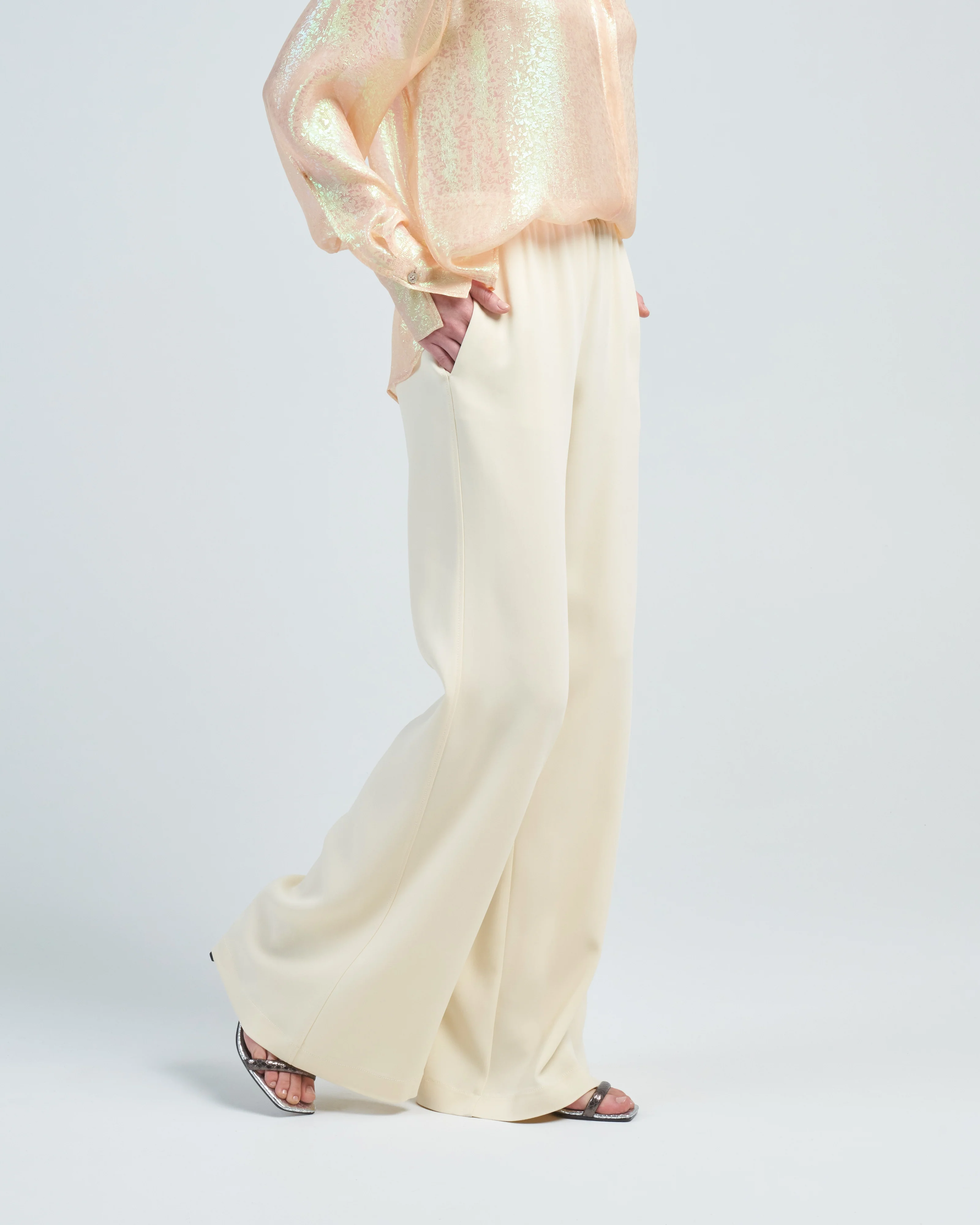 stretch crepe cady flared pants - Image 3