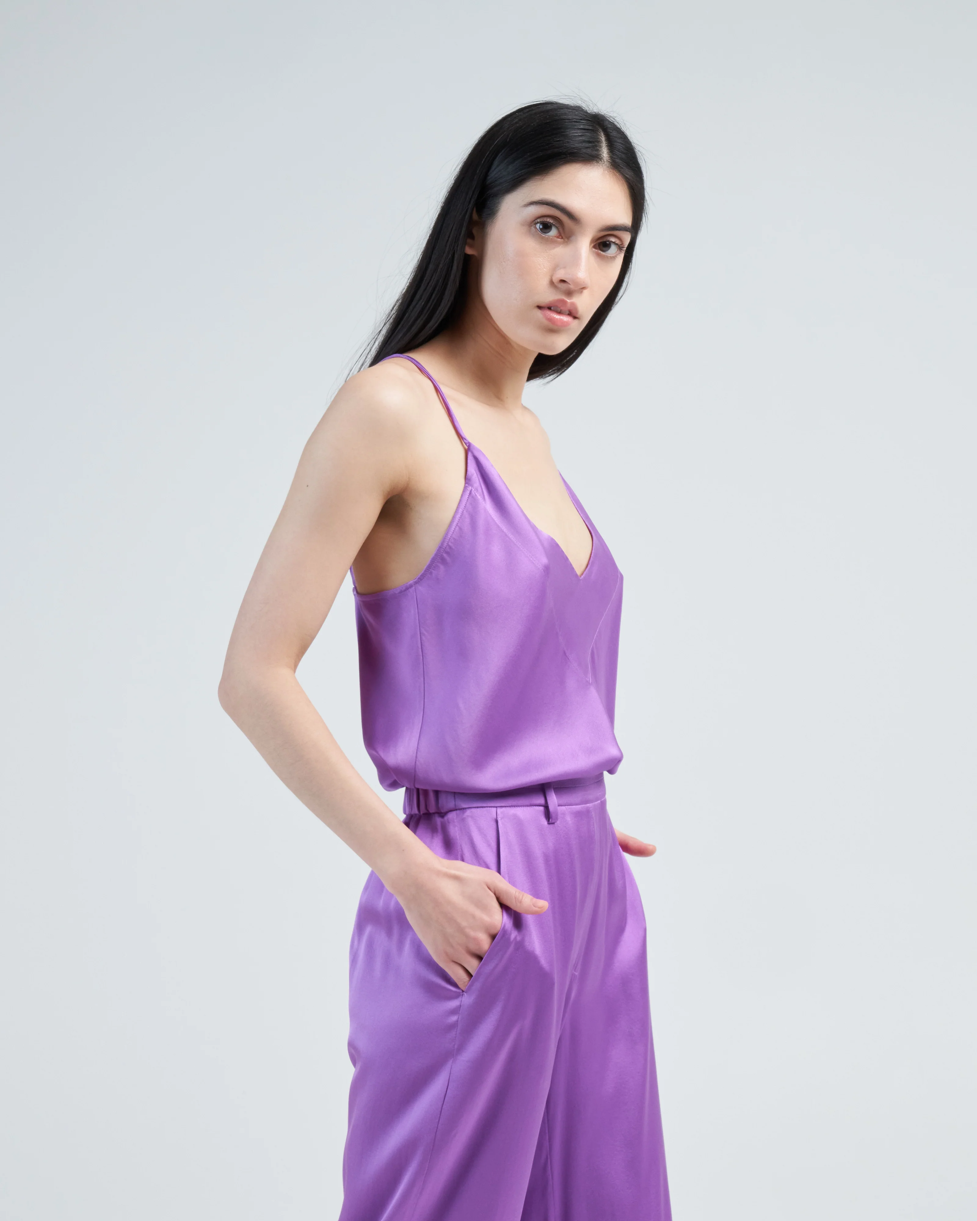 stretch silk satin strappy top - Image 3