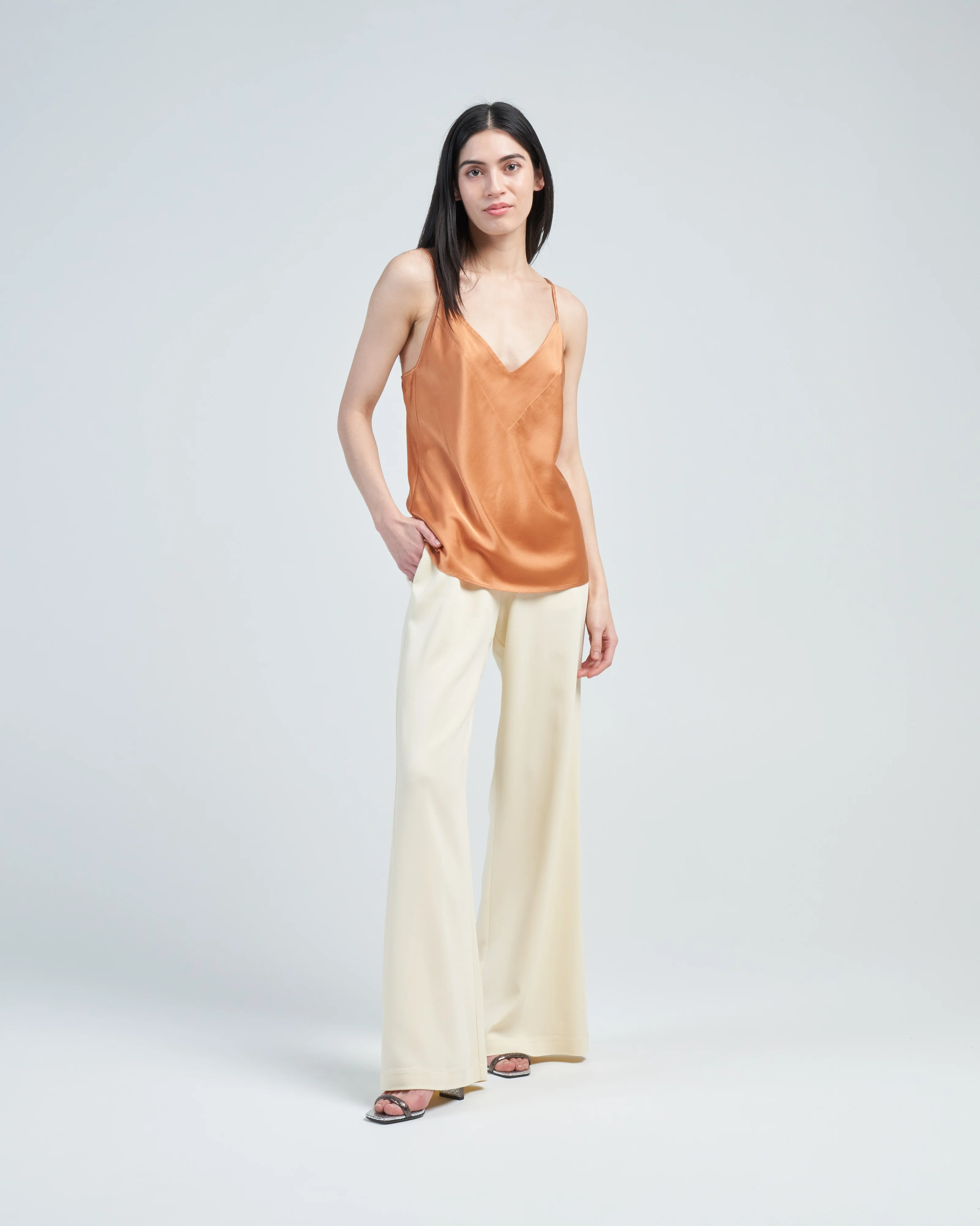 stretch silk satin strappy top - Image 2