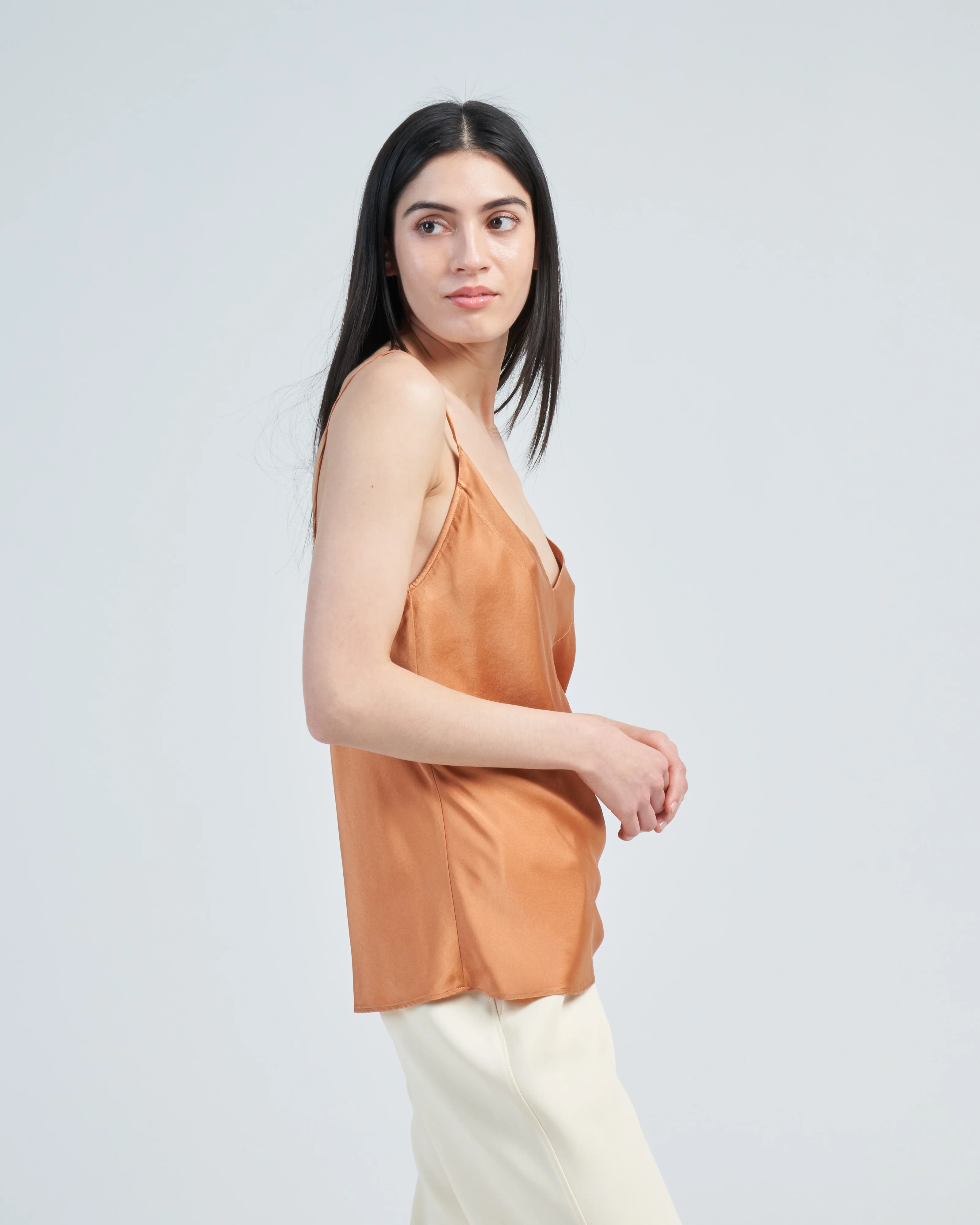 stretch silk satin strappy top - Image 3