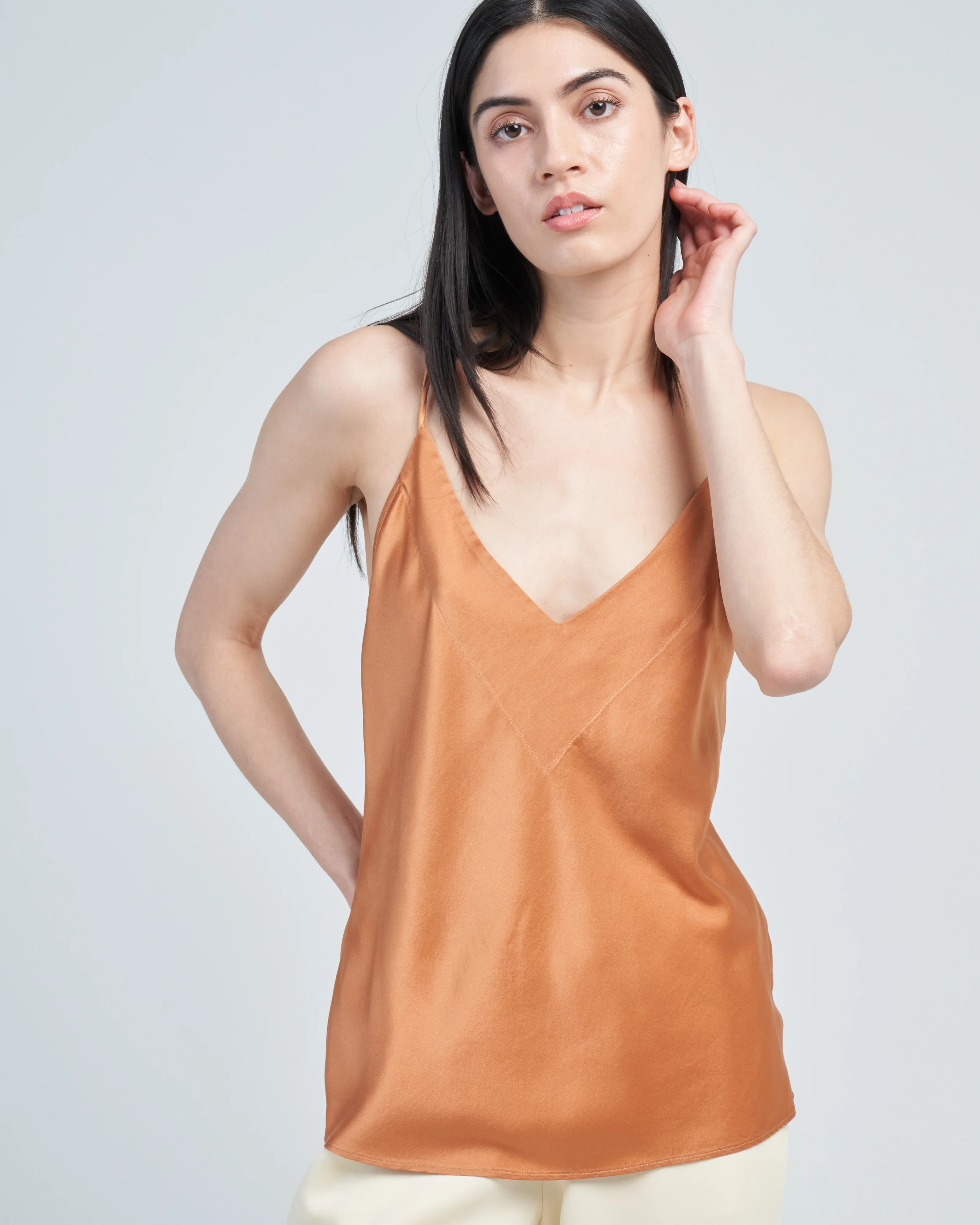 stretch silk satin strappy top - Image 5