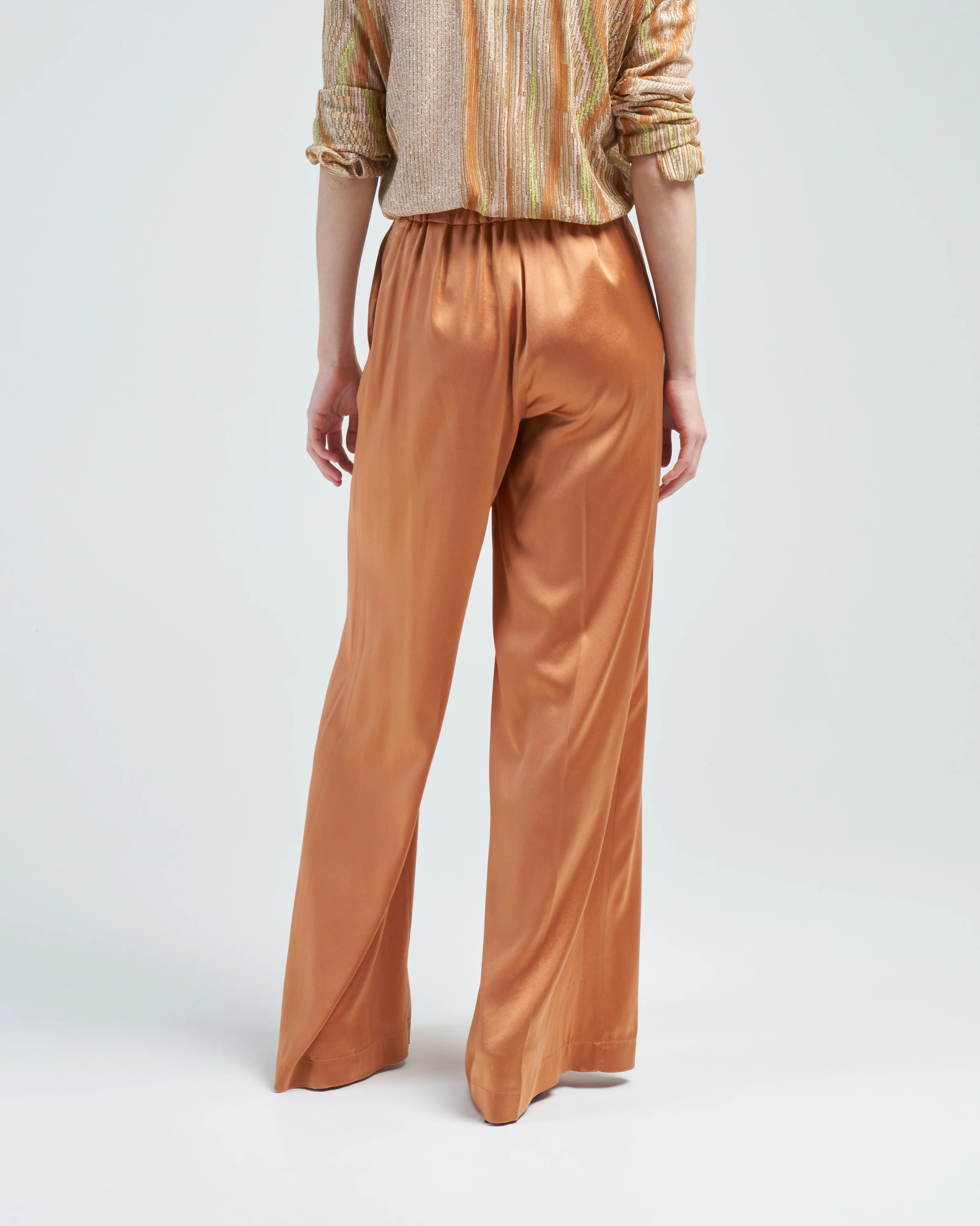 stretch silk satin wide pants - Image 4