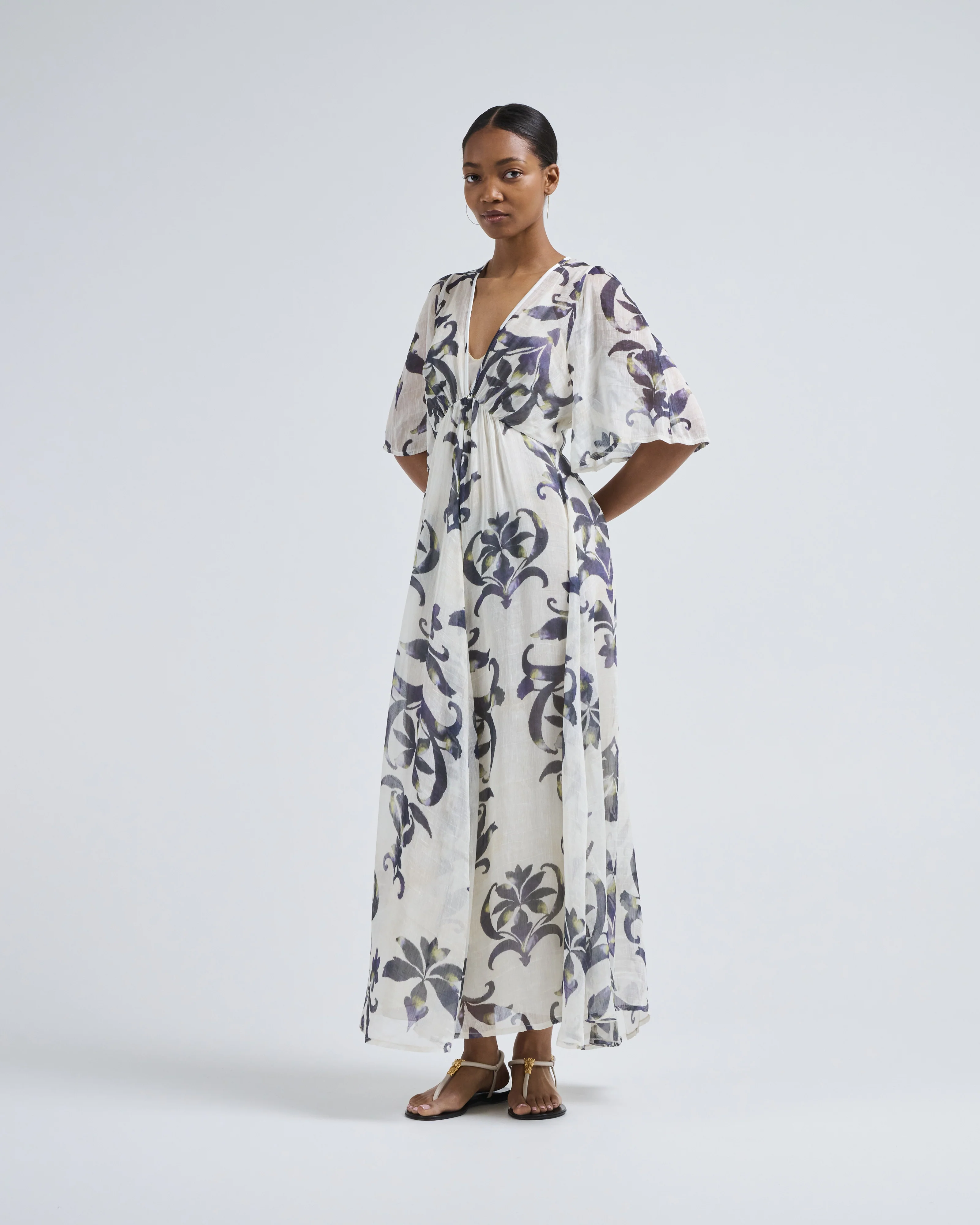 the secret lily print linen silk gauze dress - Image 2