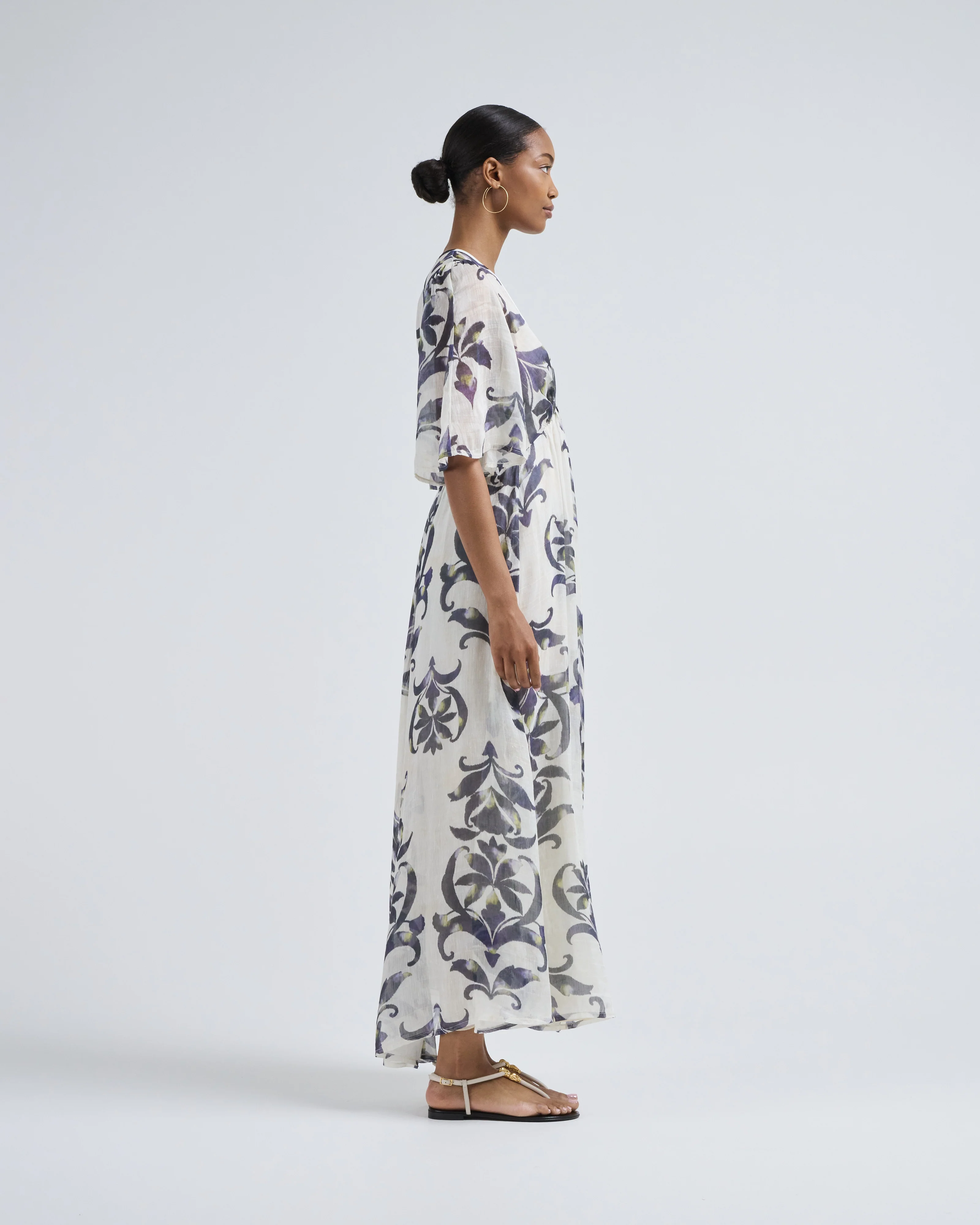 the secret lily print linen silk gauze dress - Image 3