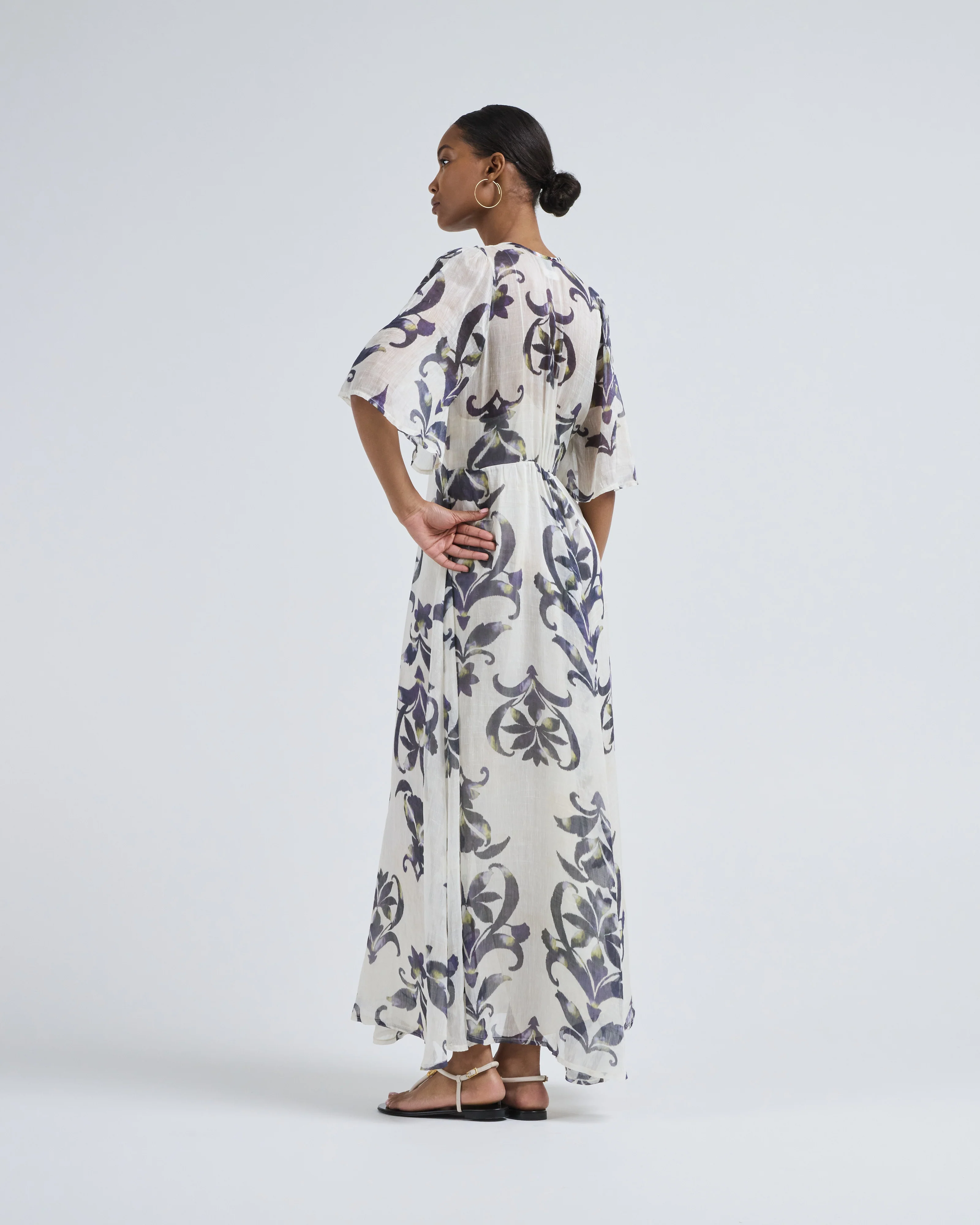 the secret lily print linen silk gauze dress - Image 4