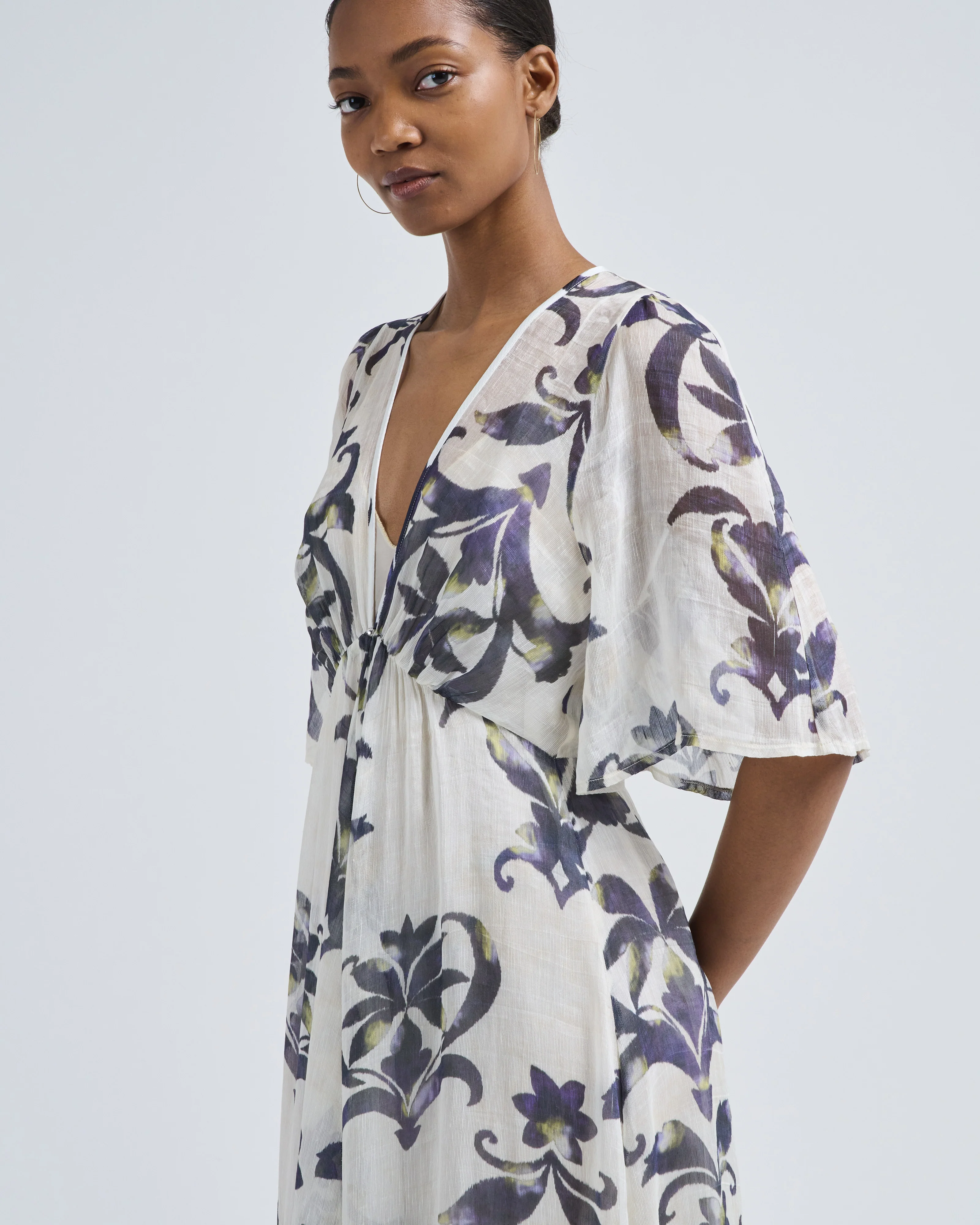 the secret lily print linen silk gauze dress - Image 5