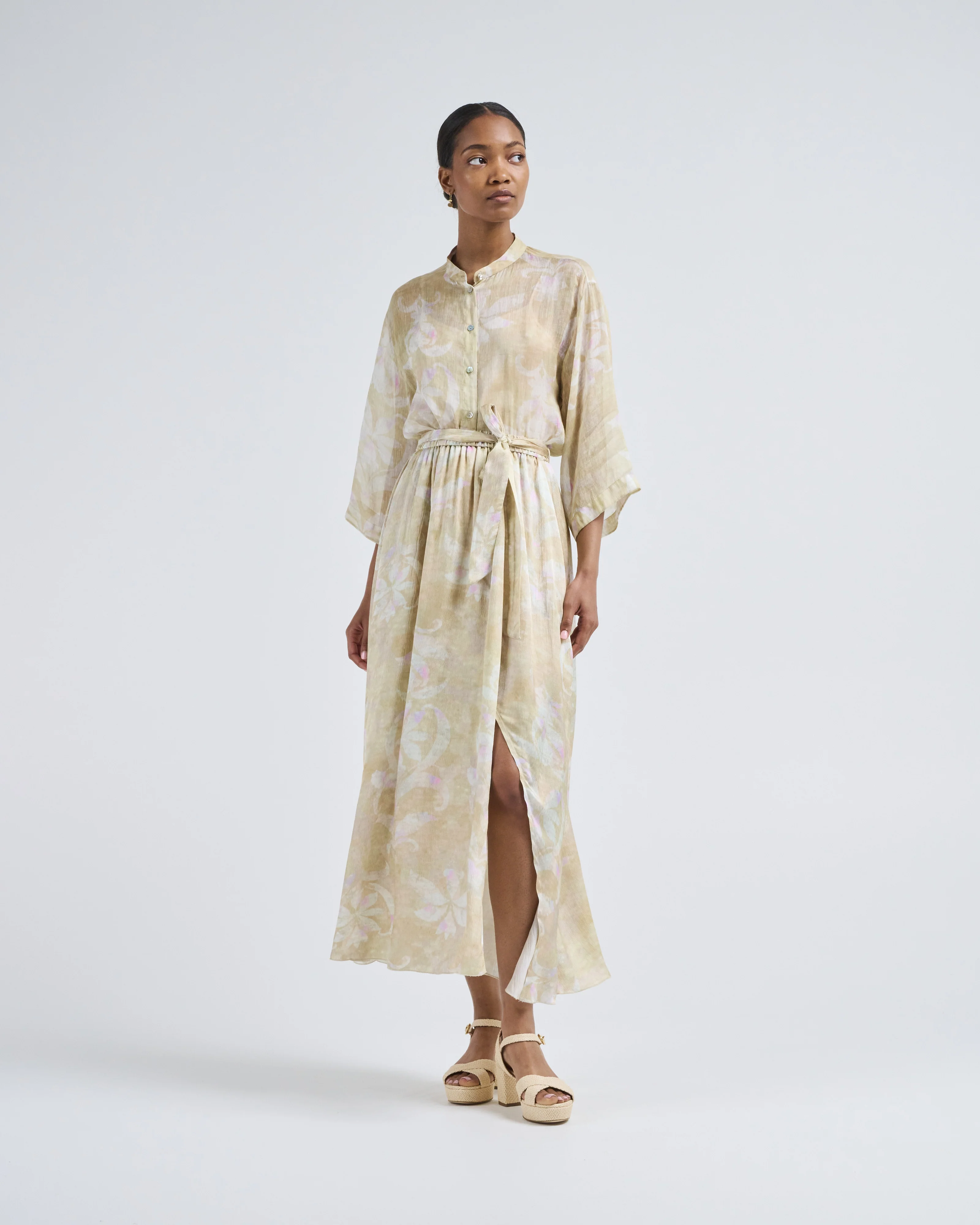 the secret lily print linen silk gauze shirt - Image 2