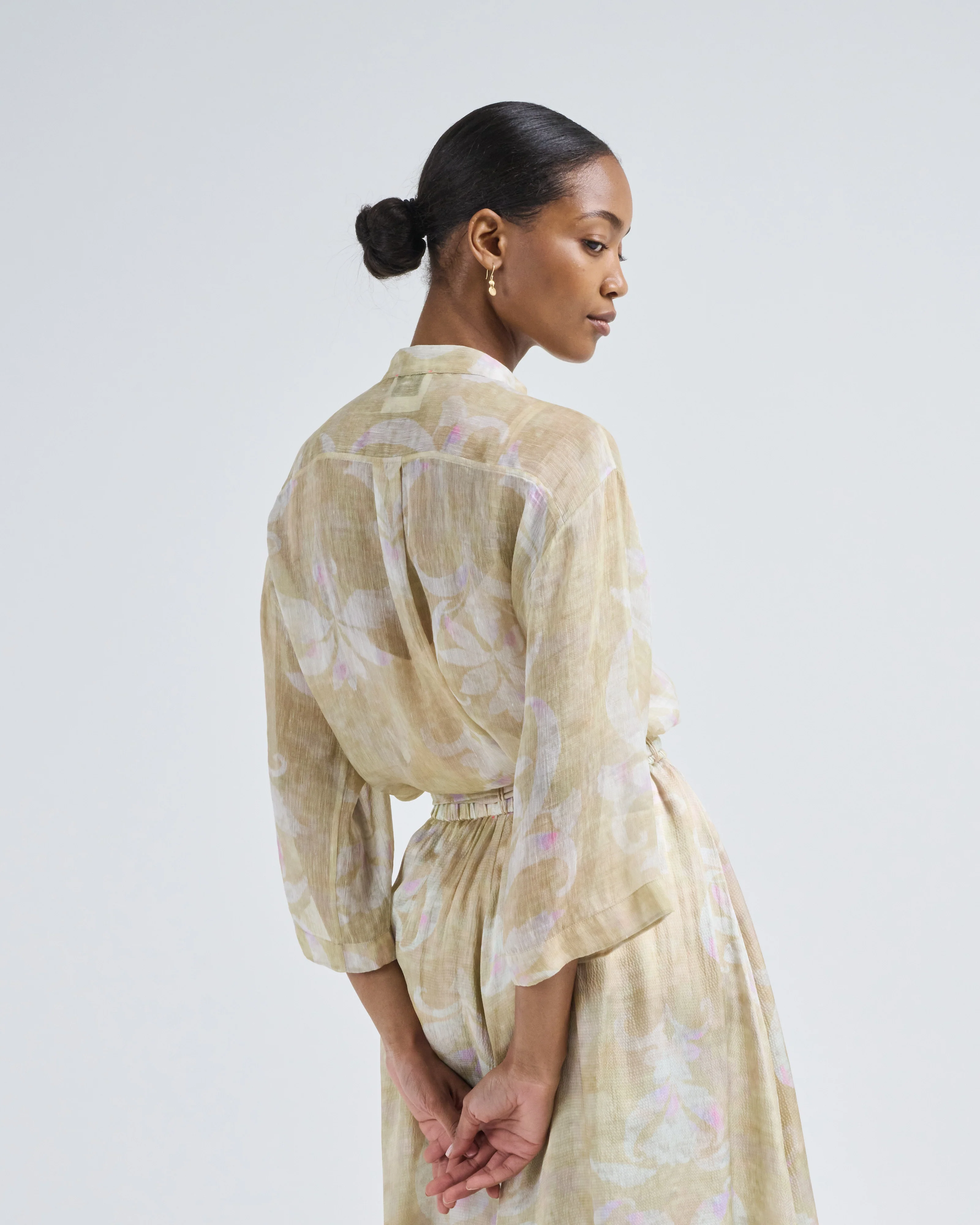 the secret lily print linen silk gauze shirt - Image 5