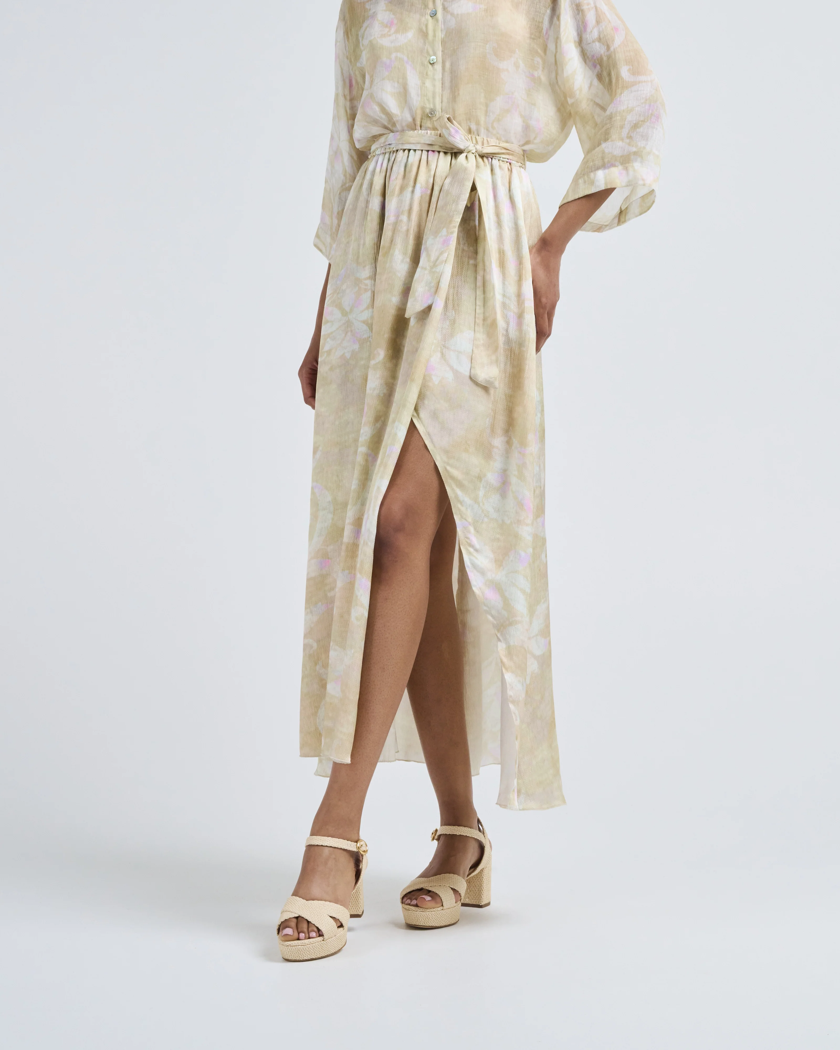 the secret lily print viscose satin skirt - Image 2
