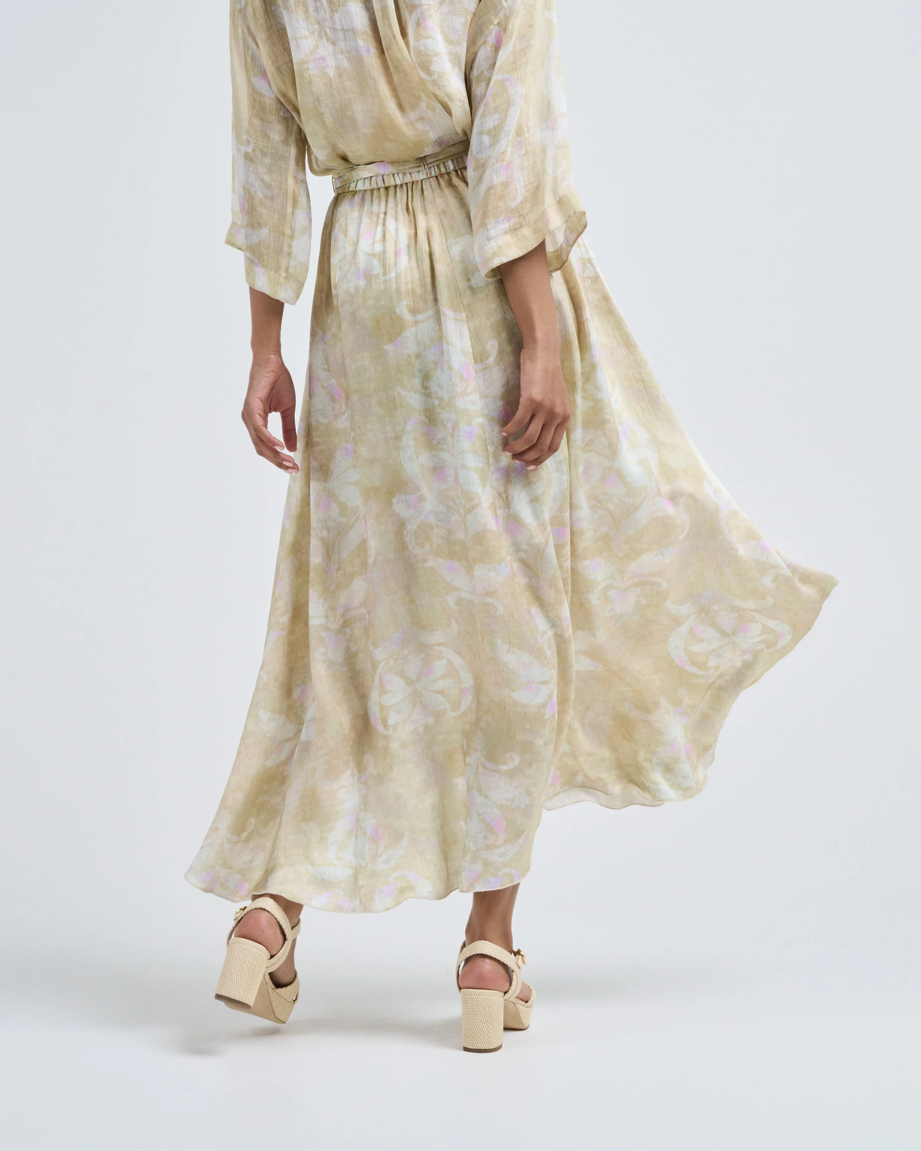 the secret lily print viscose satin skirt - Image 4