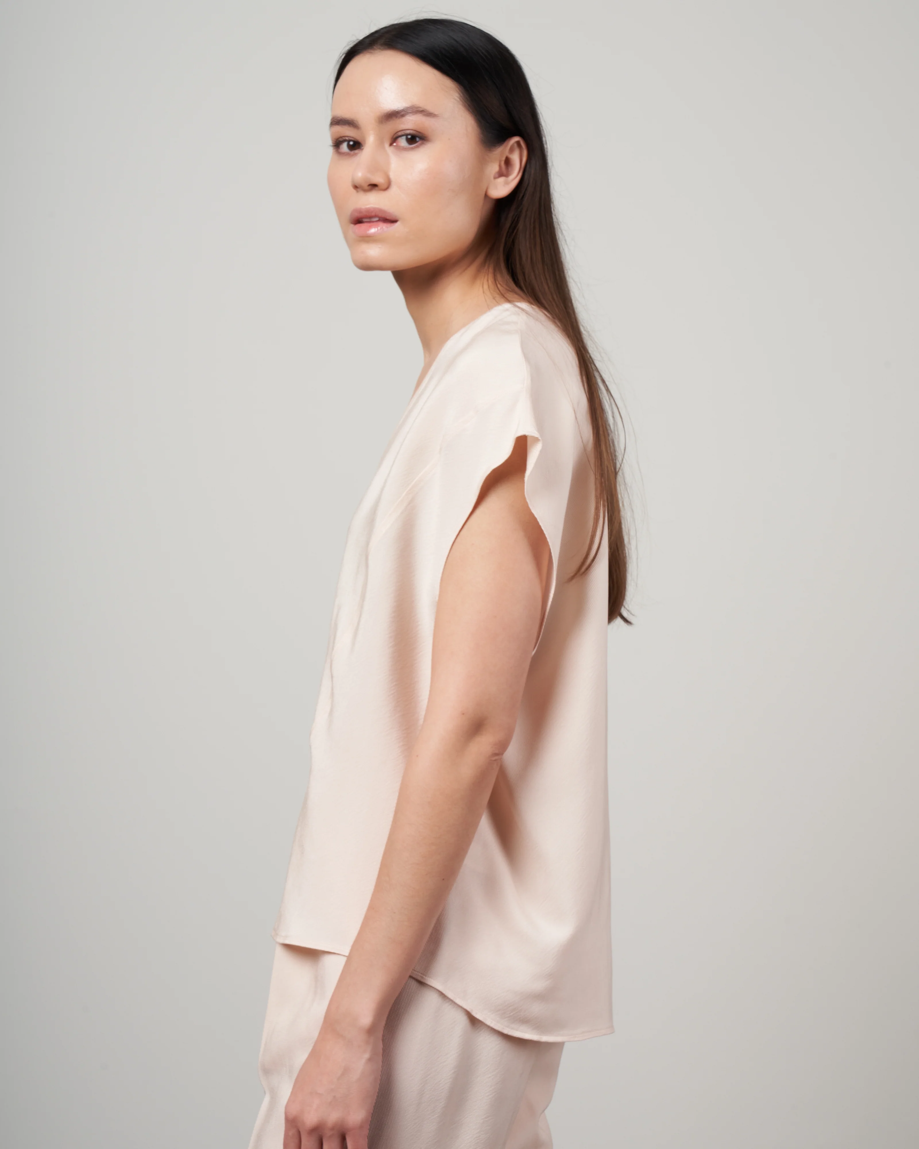 top spalla larga twill cupro lavato - cream - Image 3