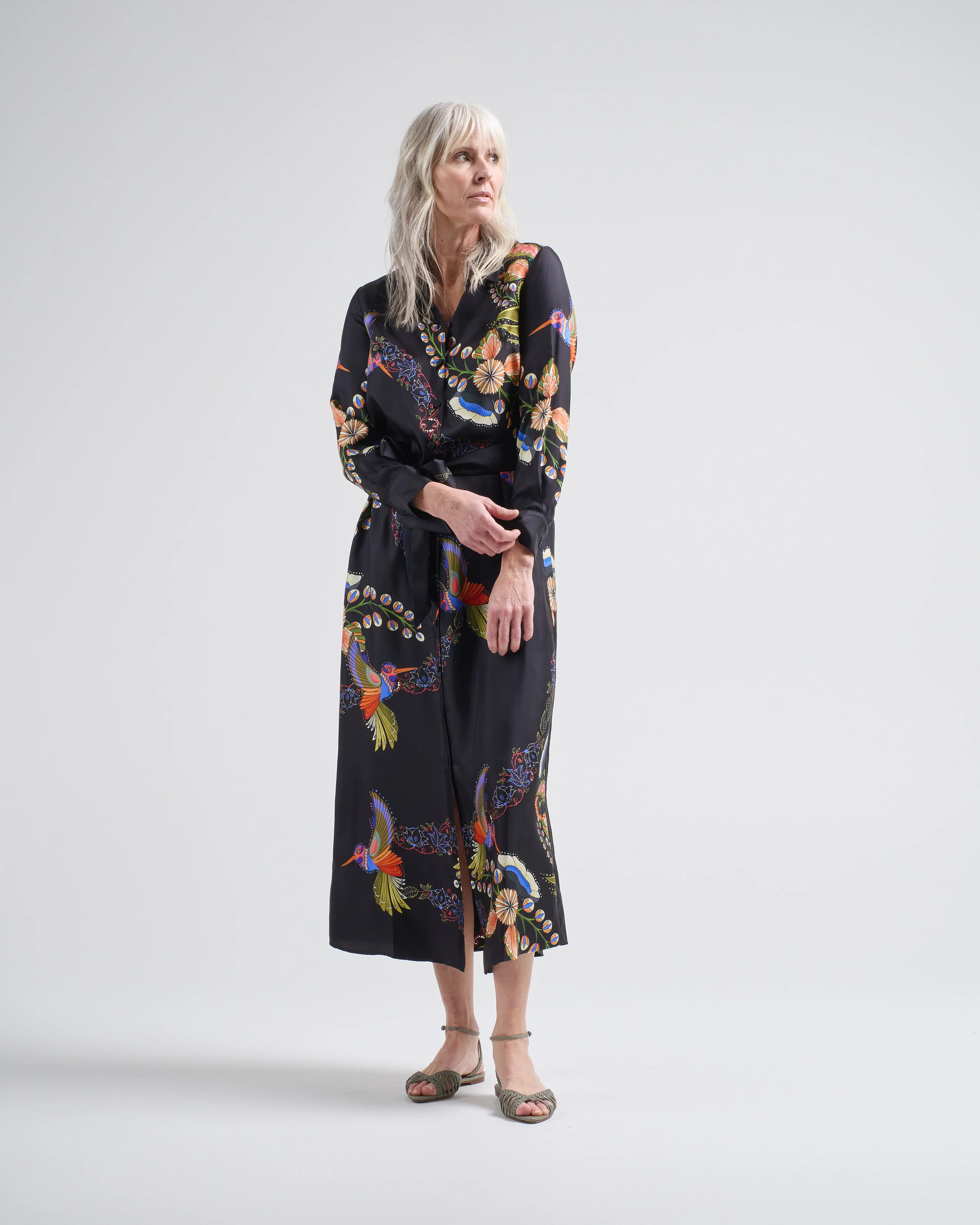 aloe silk long dress hummingbirds - Image 2