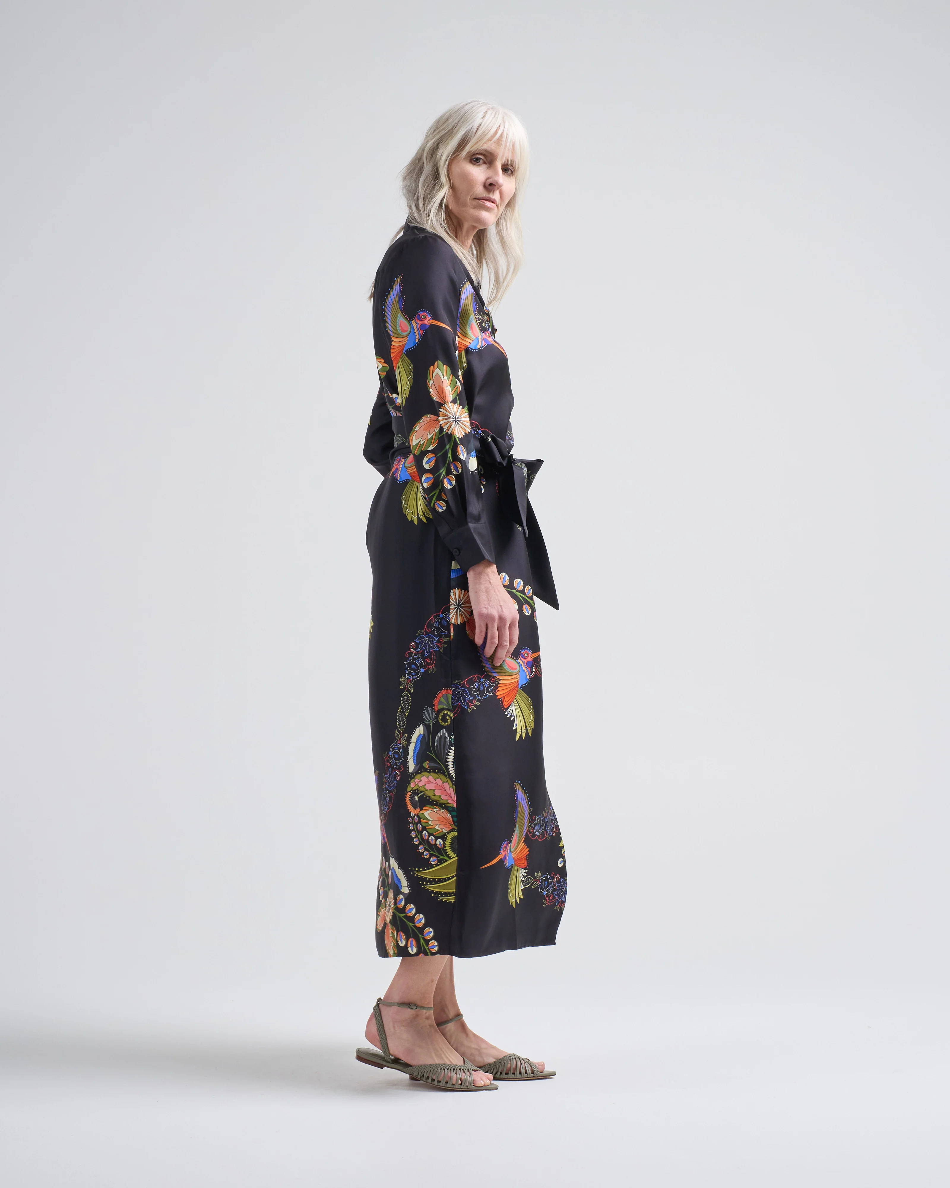 aloe silk long dress hummingbirds - Image 3