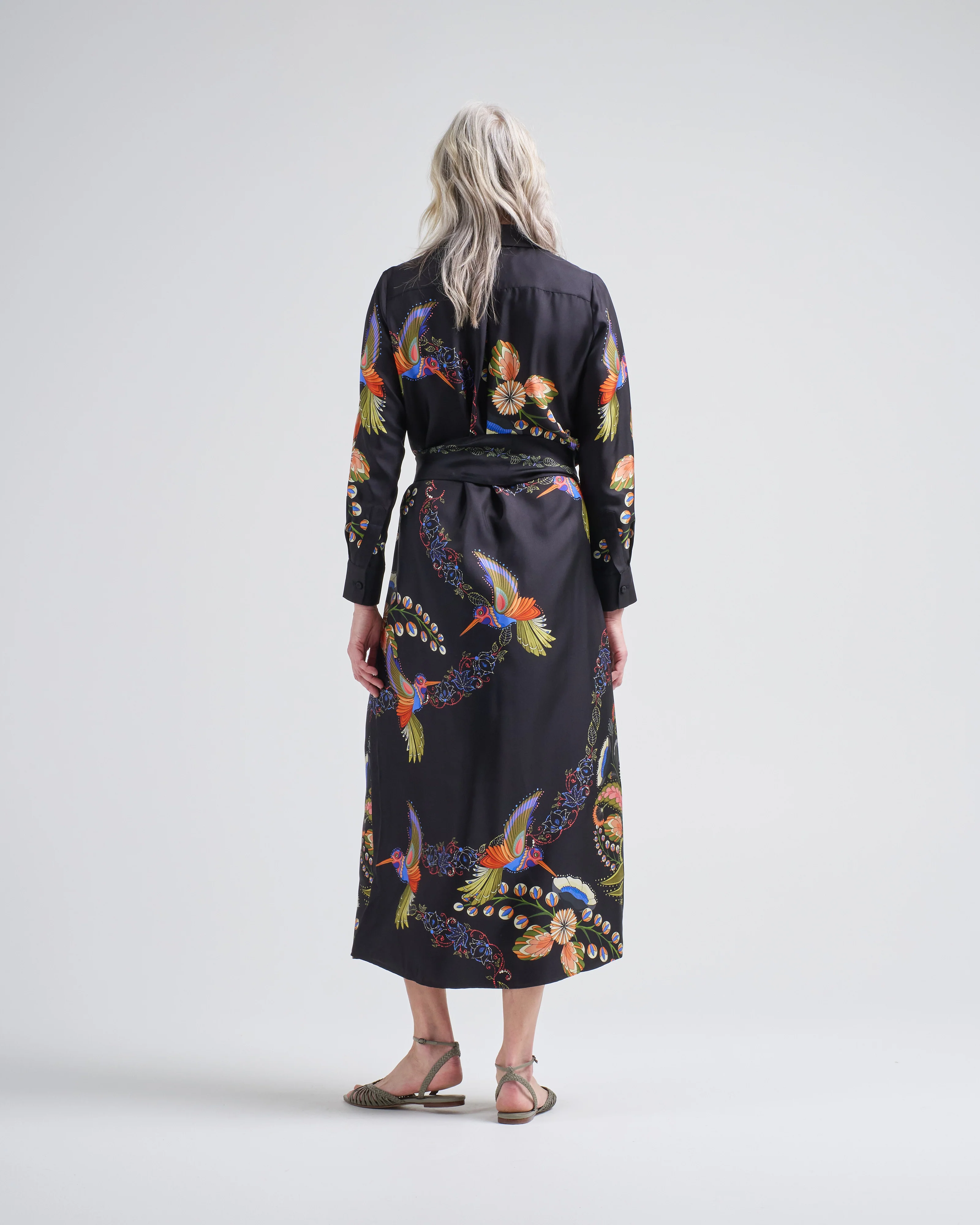 aloe silk long dress hummingbirds - Image 4