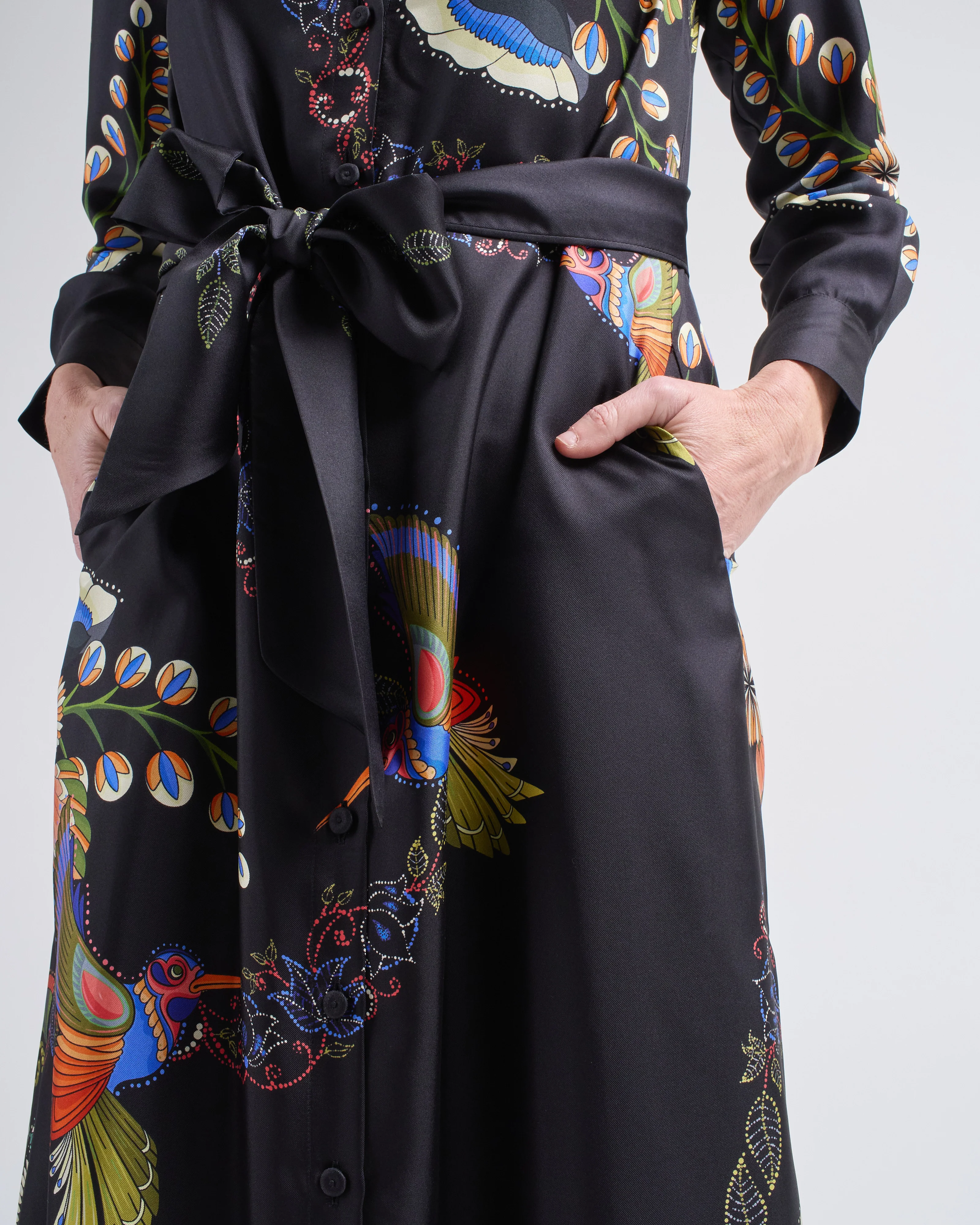 aloe silk long dress hummingbirds - Image 5