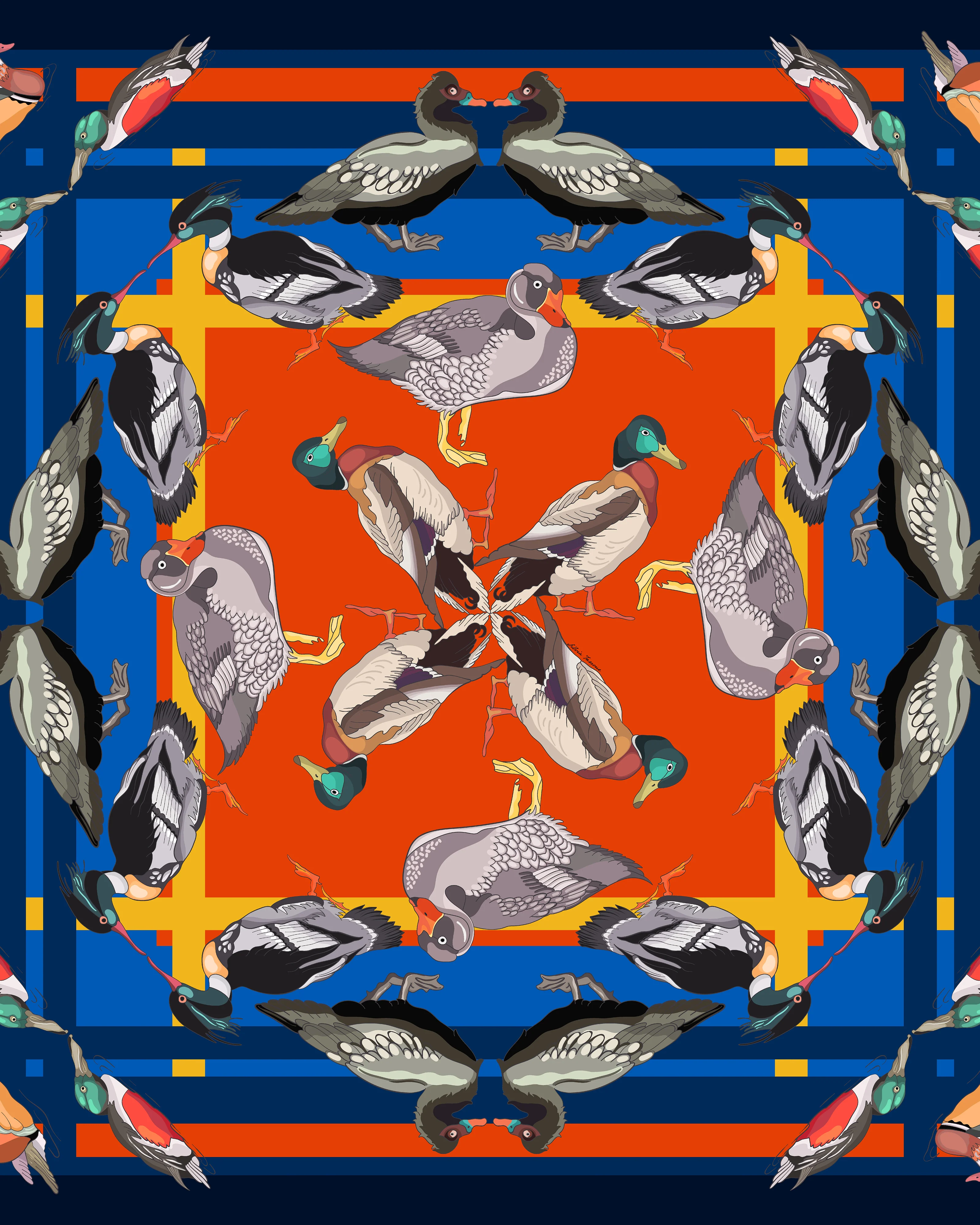 maggiore ducks scarf - blue/orange multi - Image 2