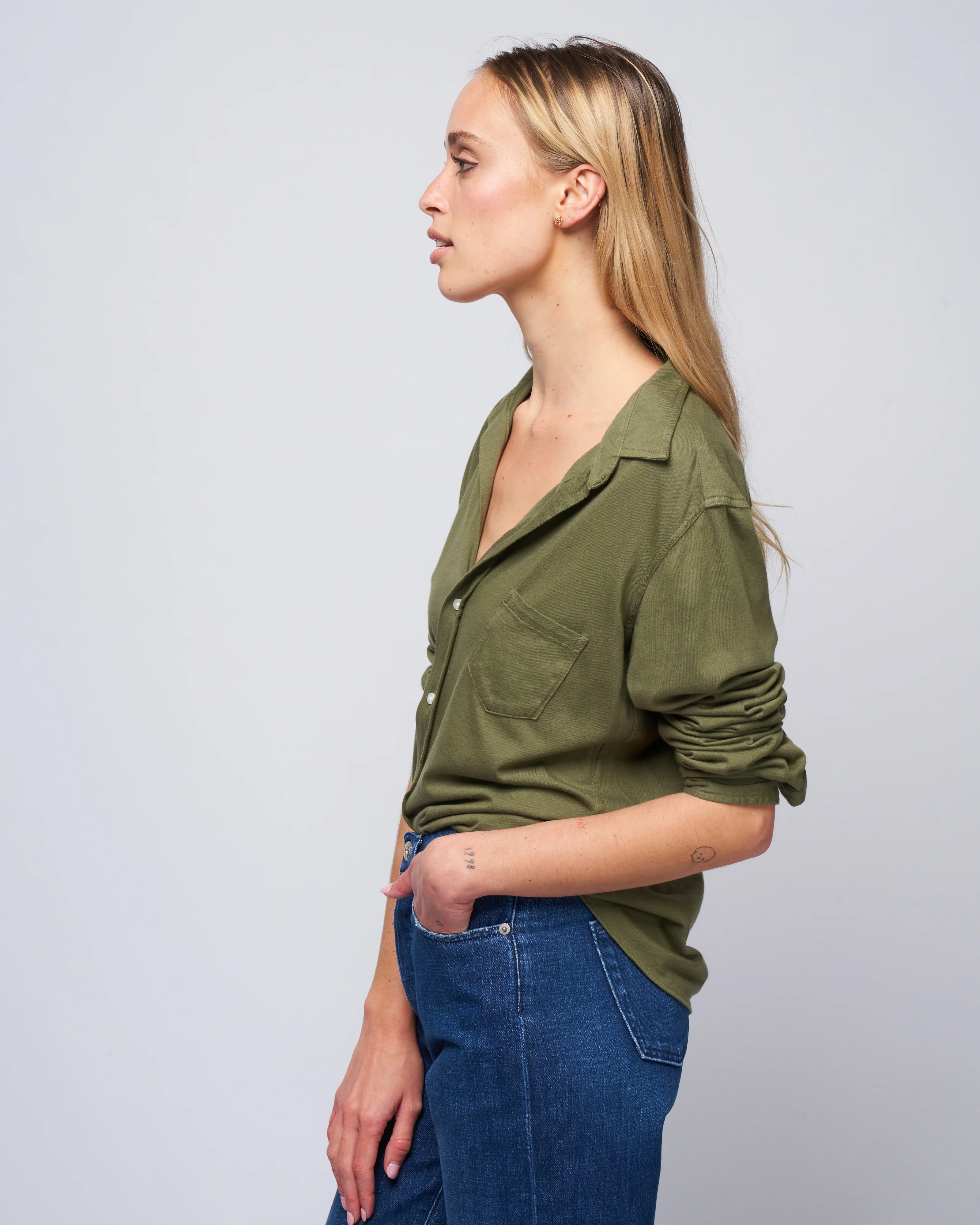 barry knit button up - army - Image 3