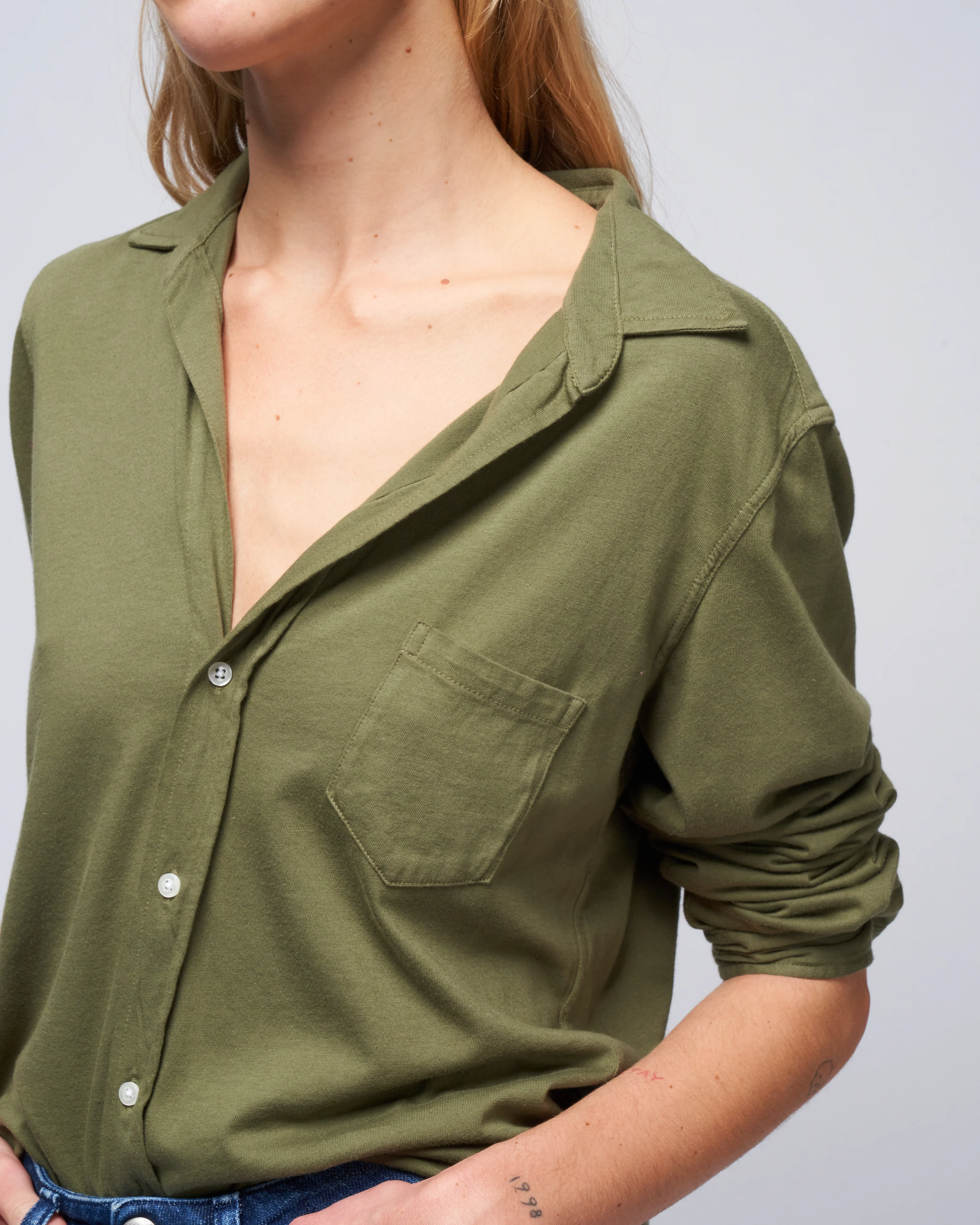 barry knit button up - army - Image 5