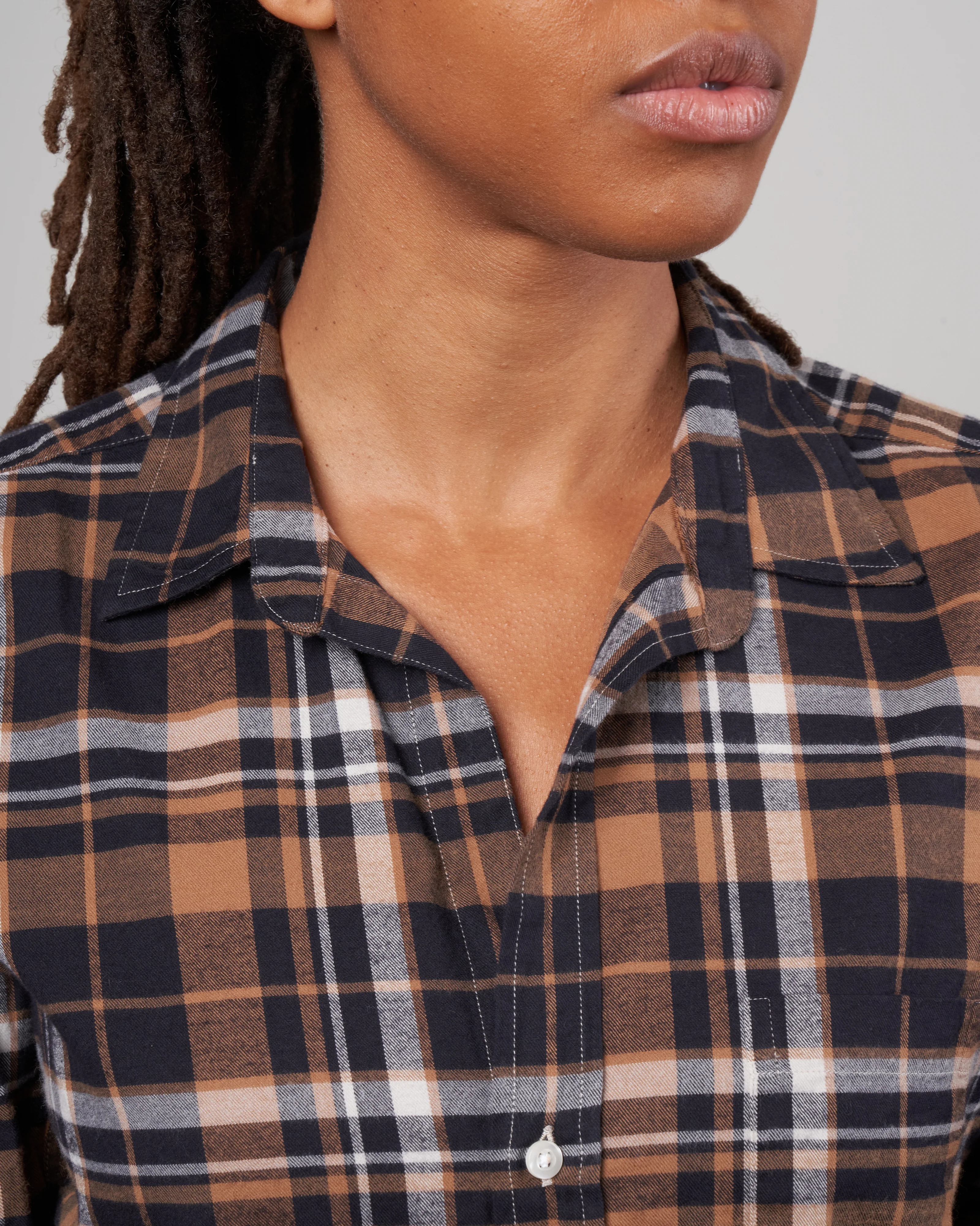 barry woven button up - black brown camel plaid - Image 5