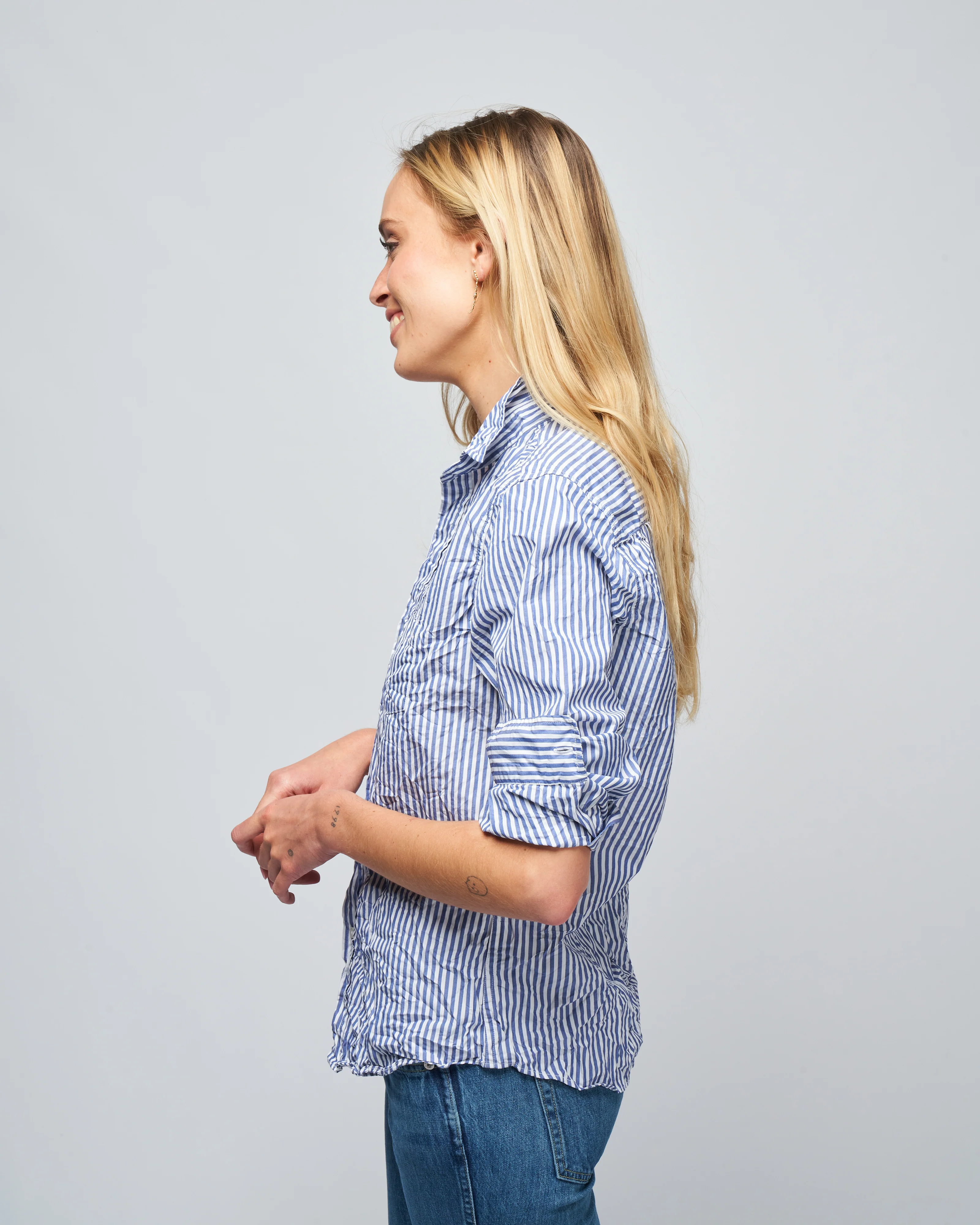 barry woven button up - blue white stripe - Image 3