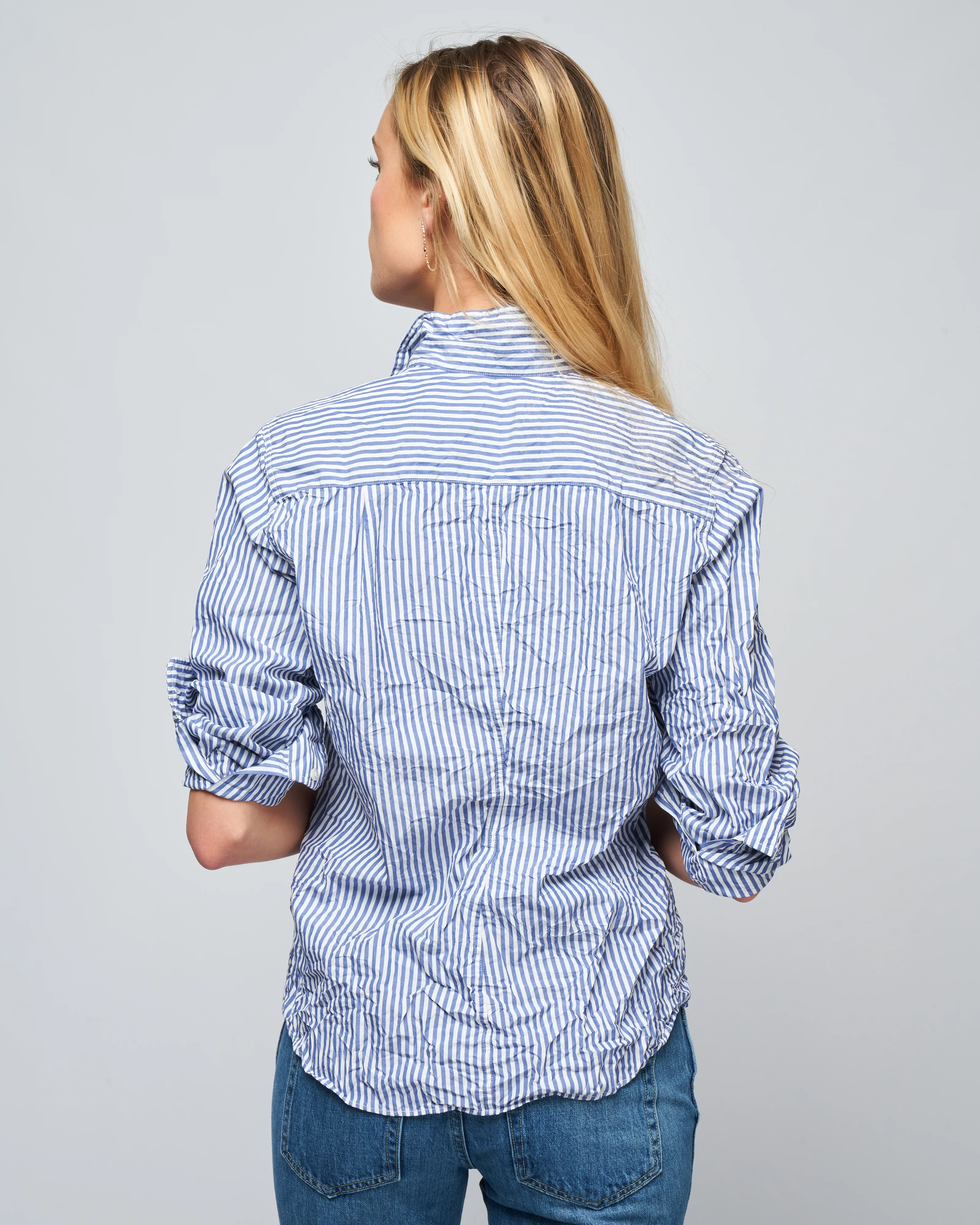 barry woven button up - blue white stripe - Image 4