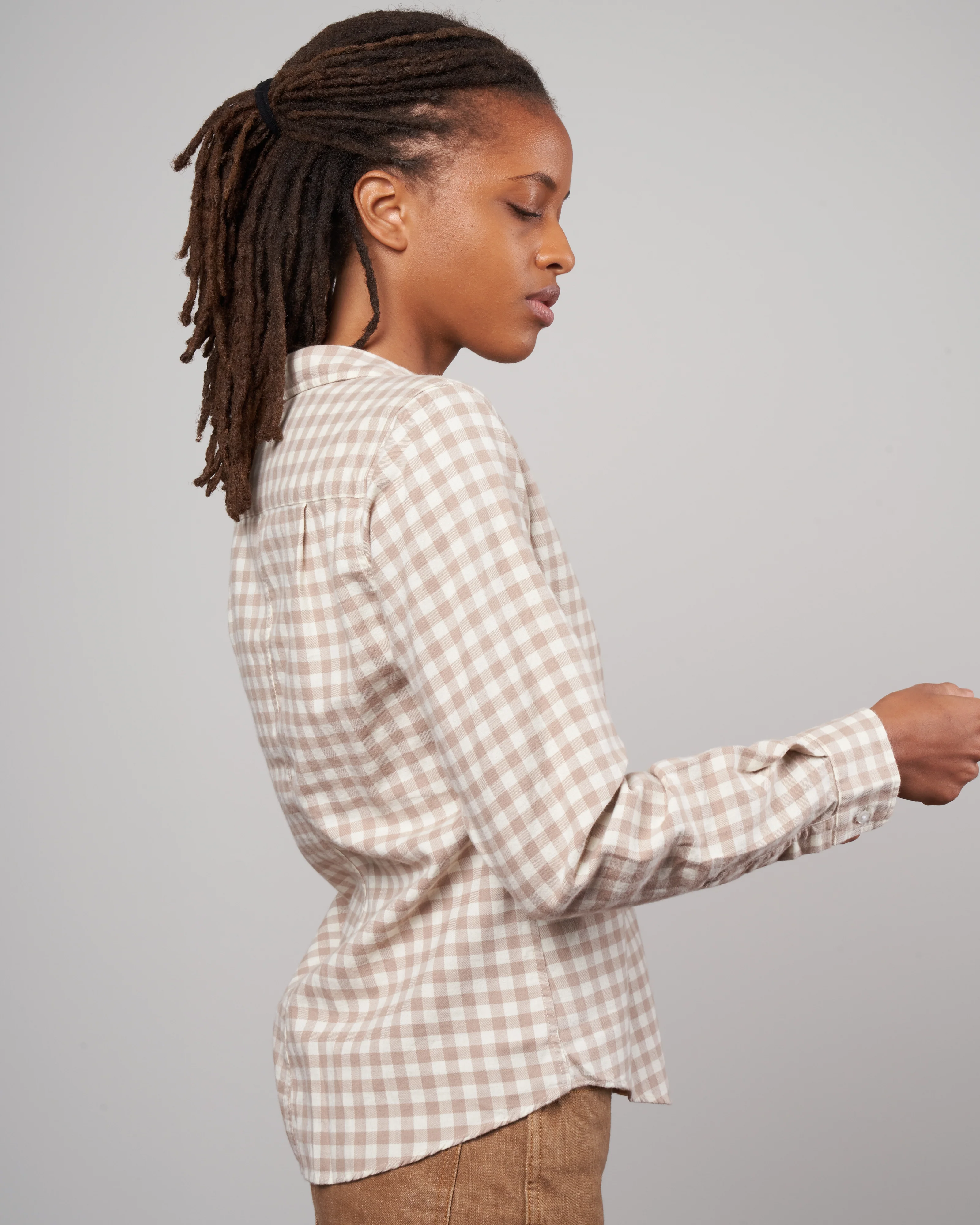 barry woven button up - camel check - Image 2