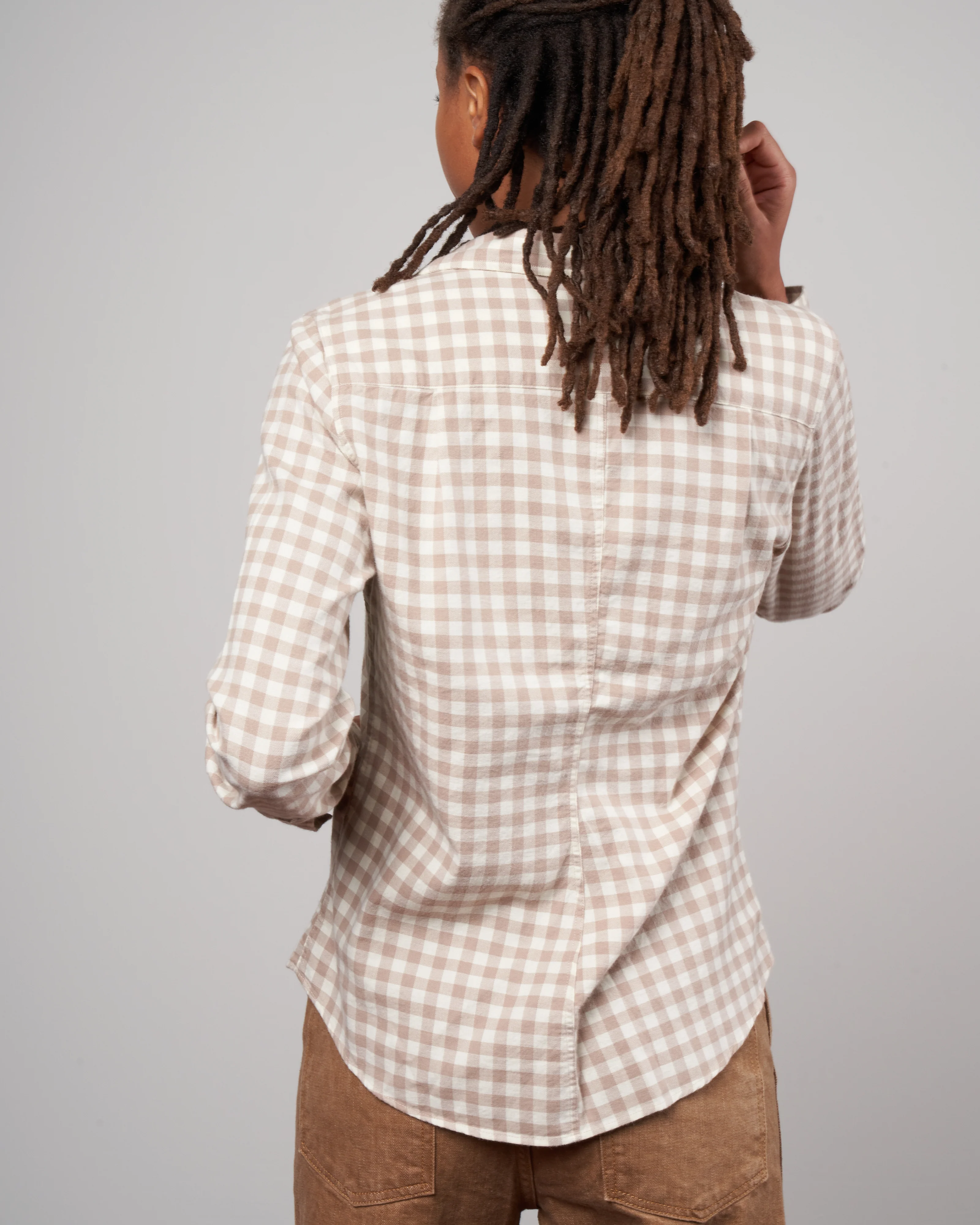 barry woven button up - camel check - Image 3