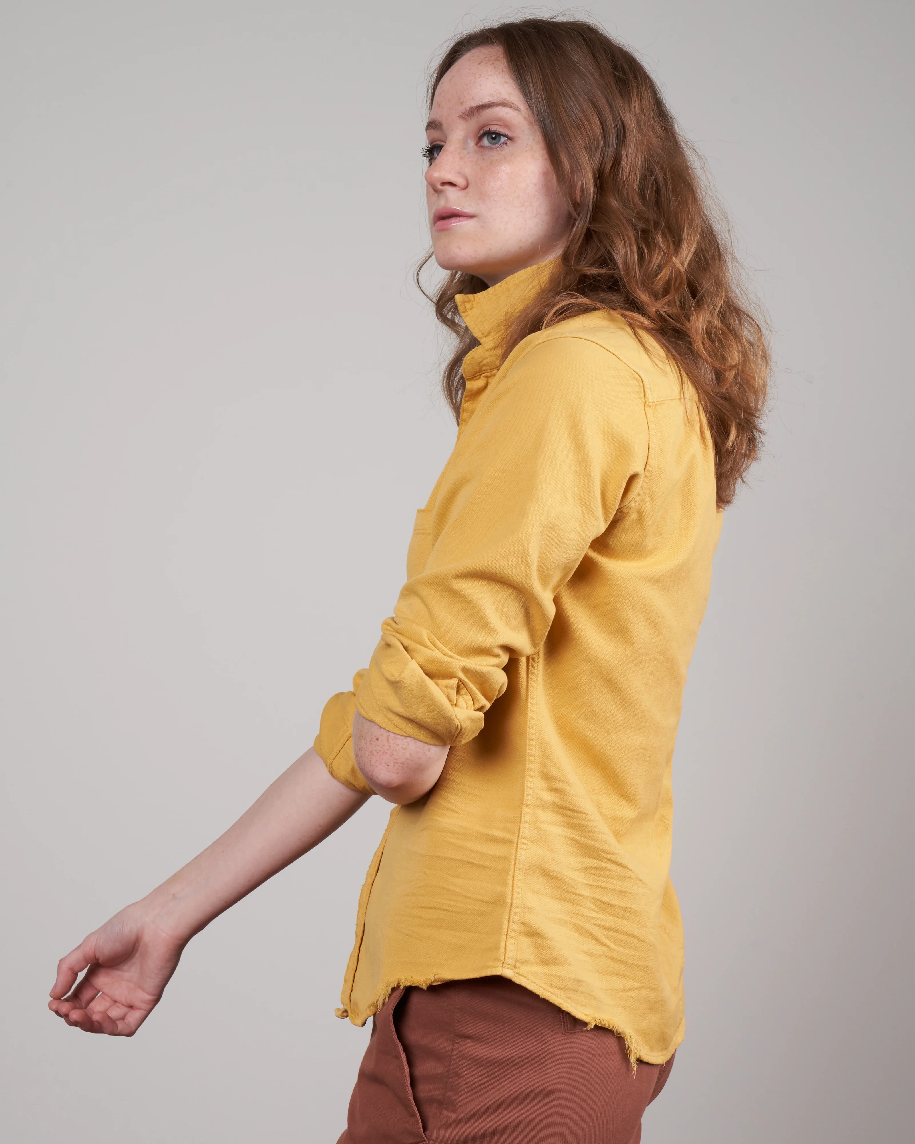 barry woven button up - vintage gold - Image 3