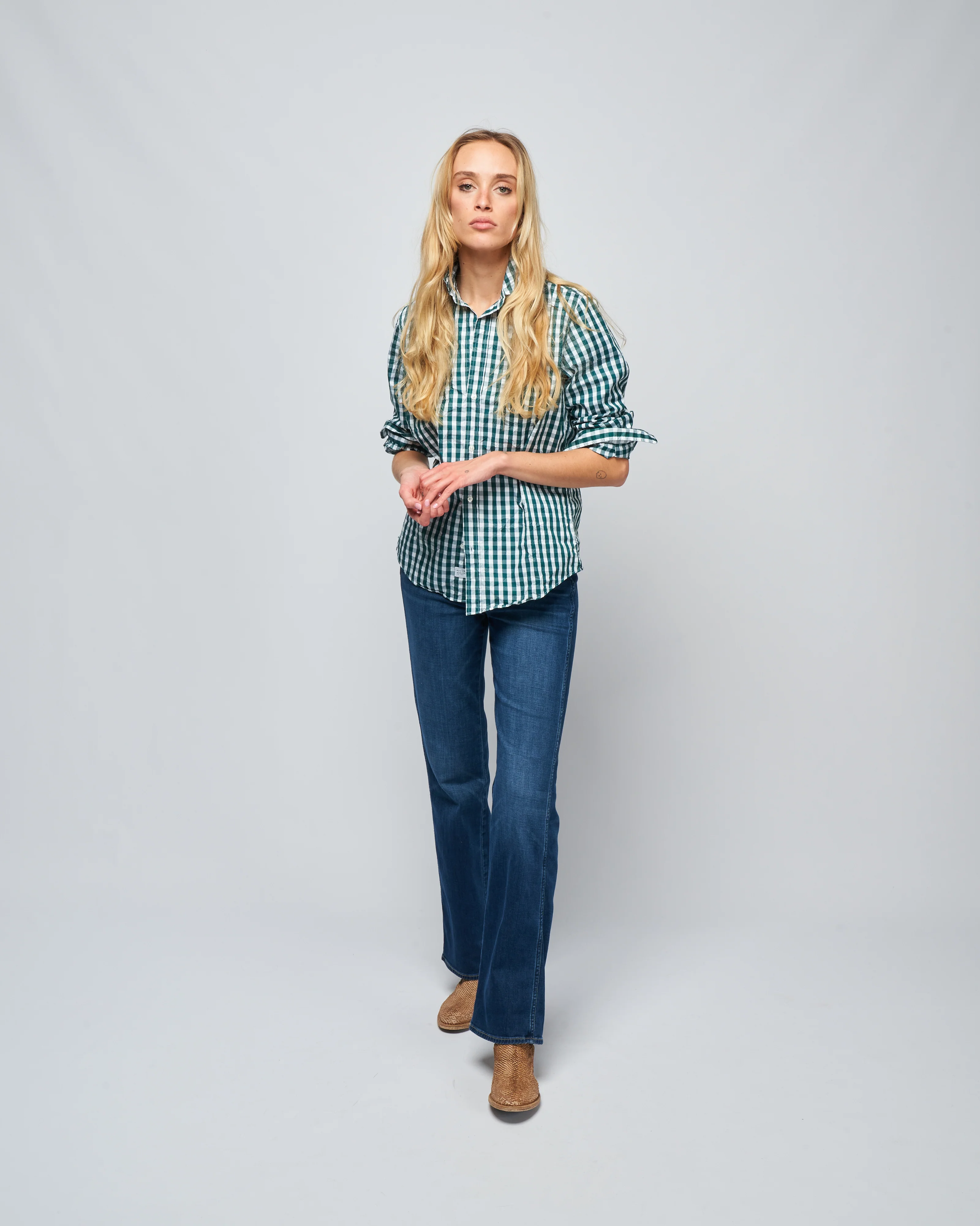 barry woven button up - green check - Image 2