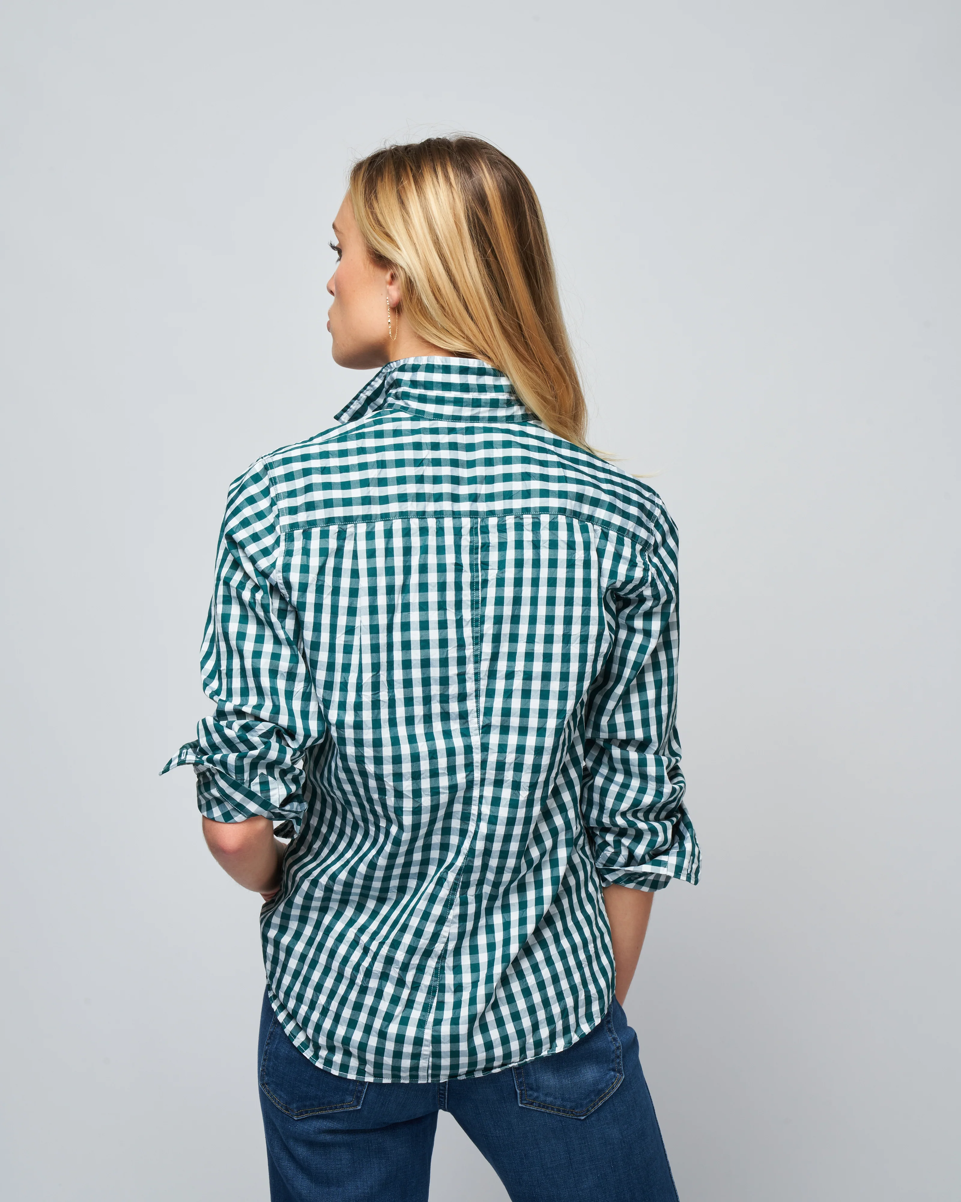 barry woven button up - green check - Image 4