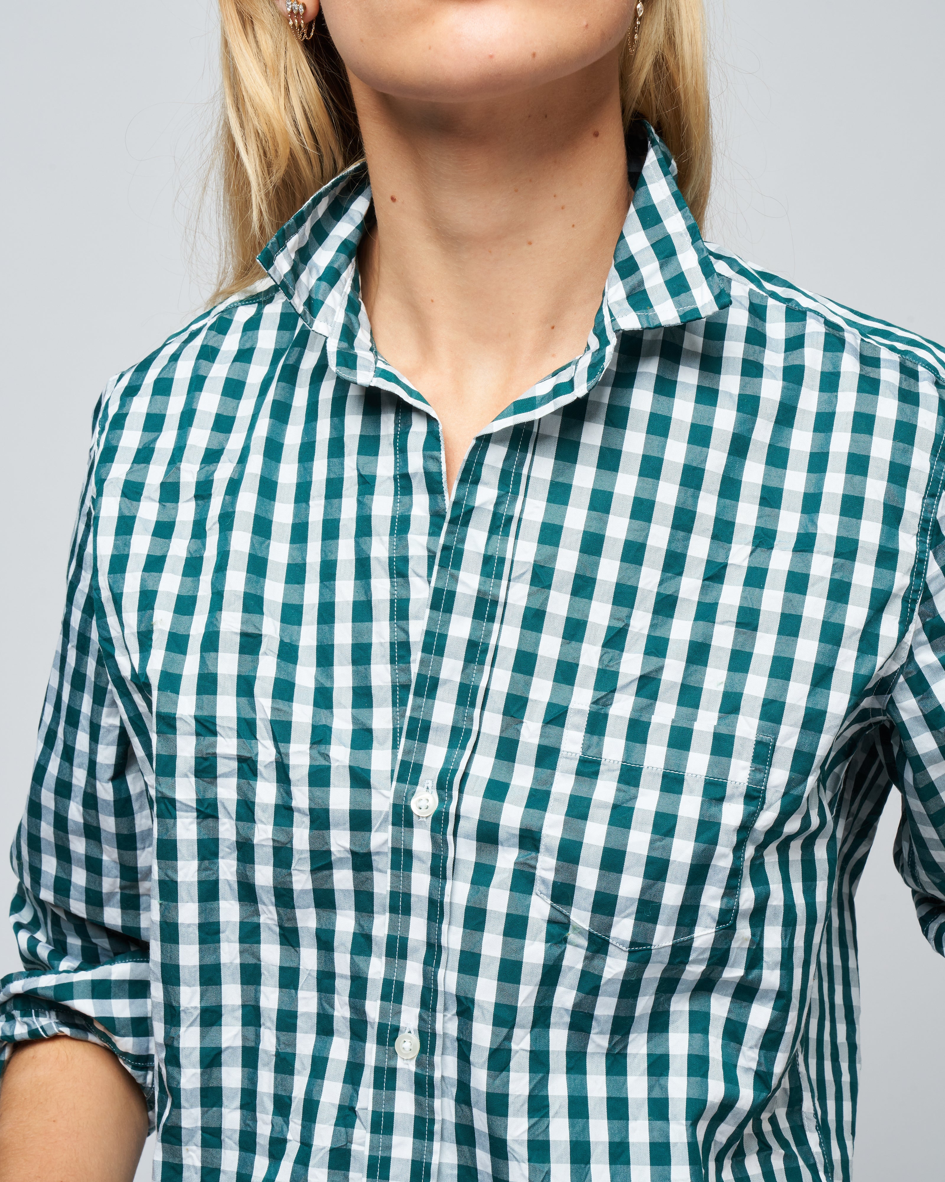 barry woven button up - green check - Image 5