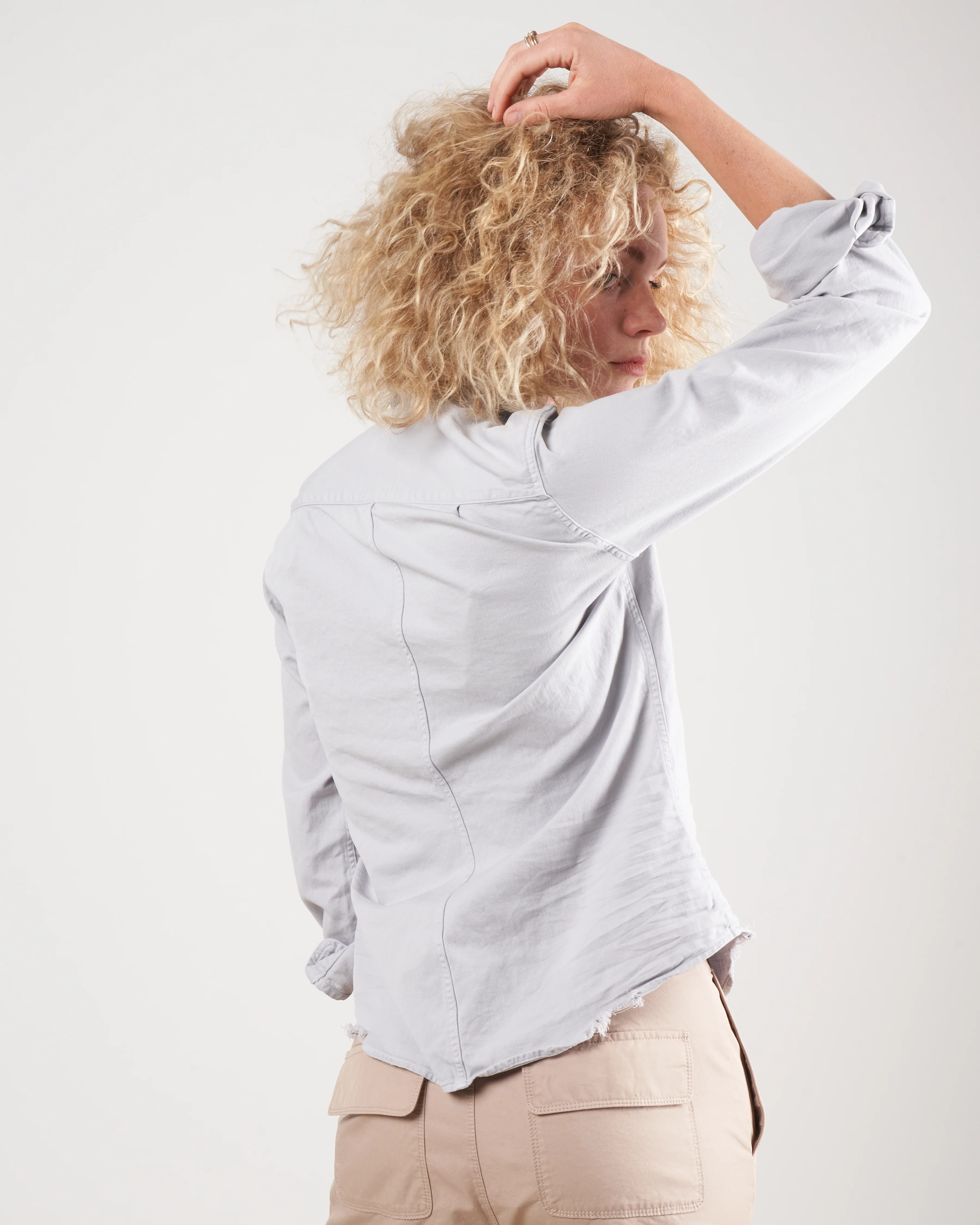 barry woven button up - grey tattered denim - Image 3