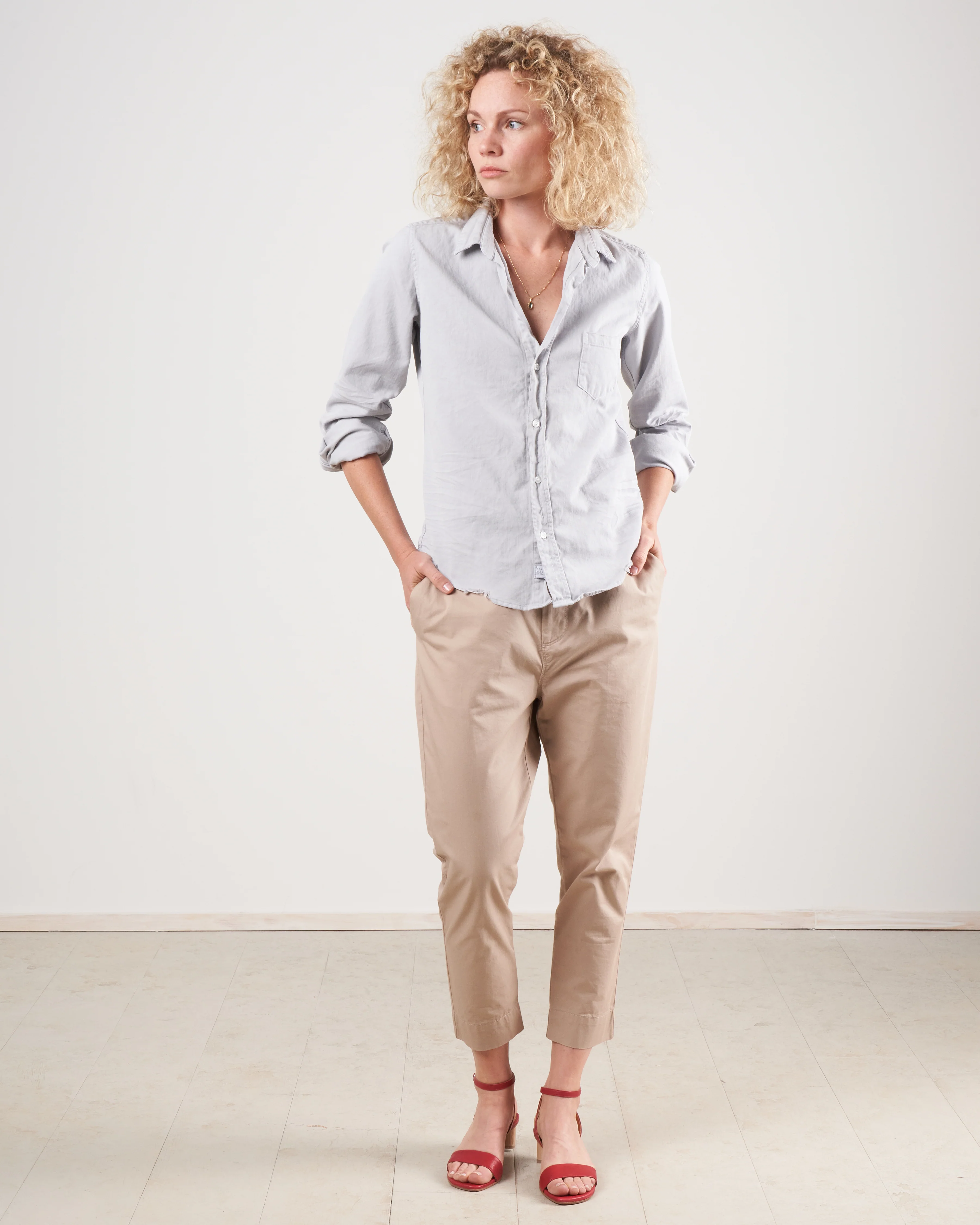 barry woven button up - grey tattered denim - Image 5