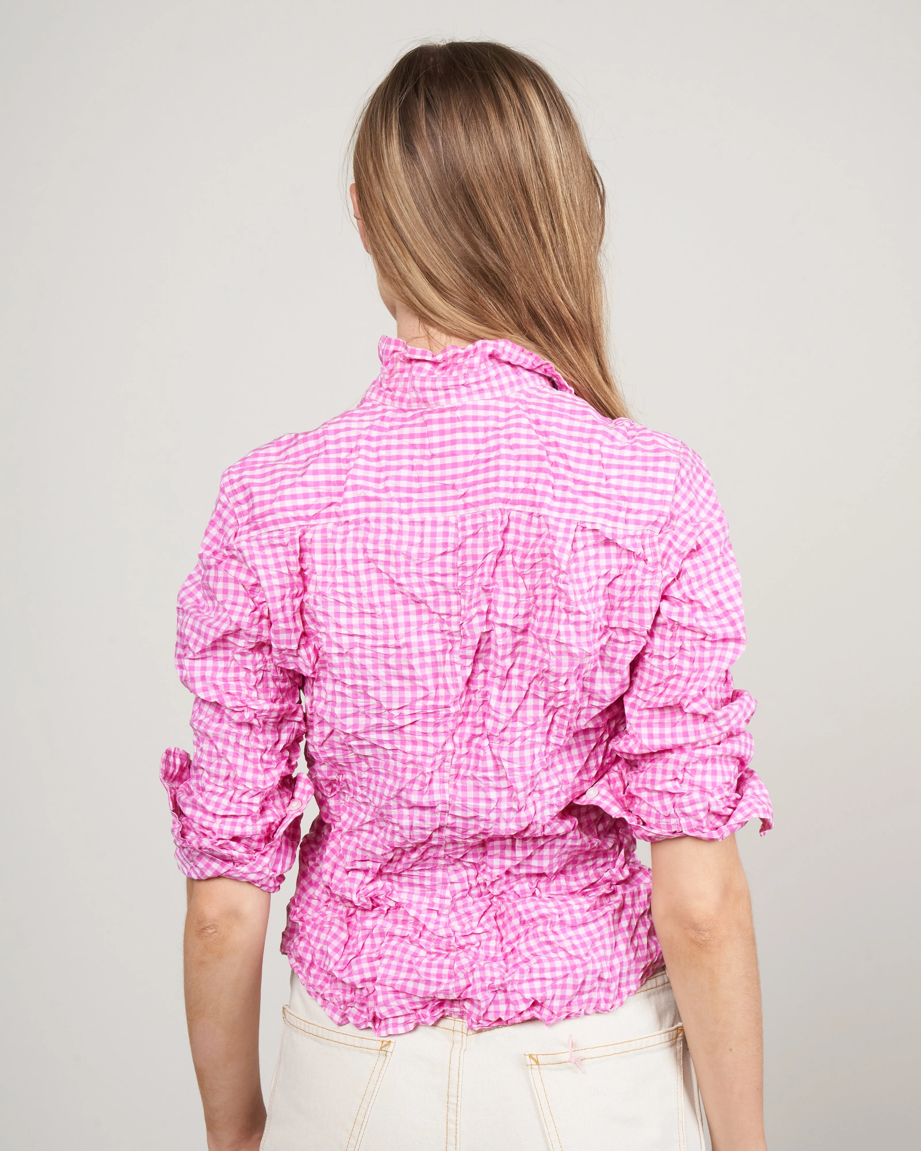 barry woven button up - multi pink check - Image 4