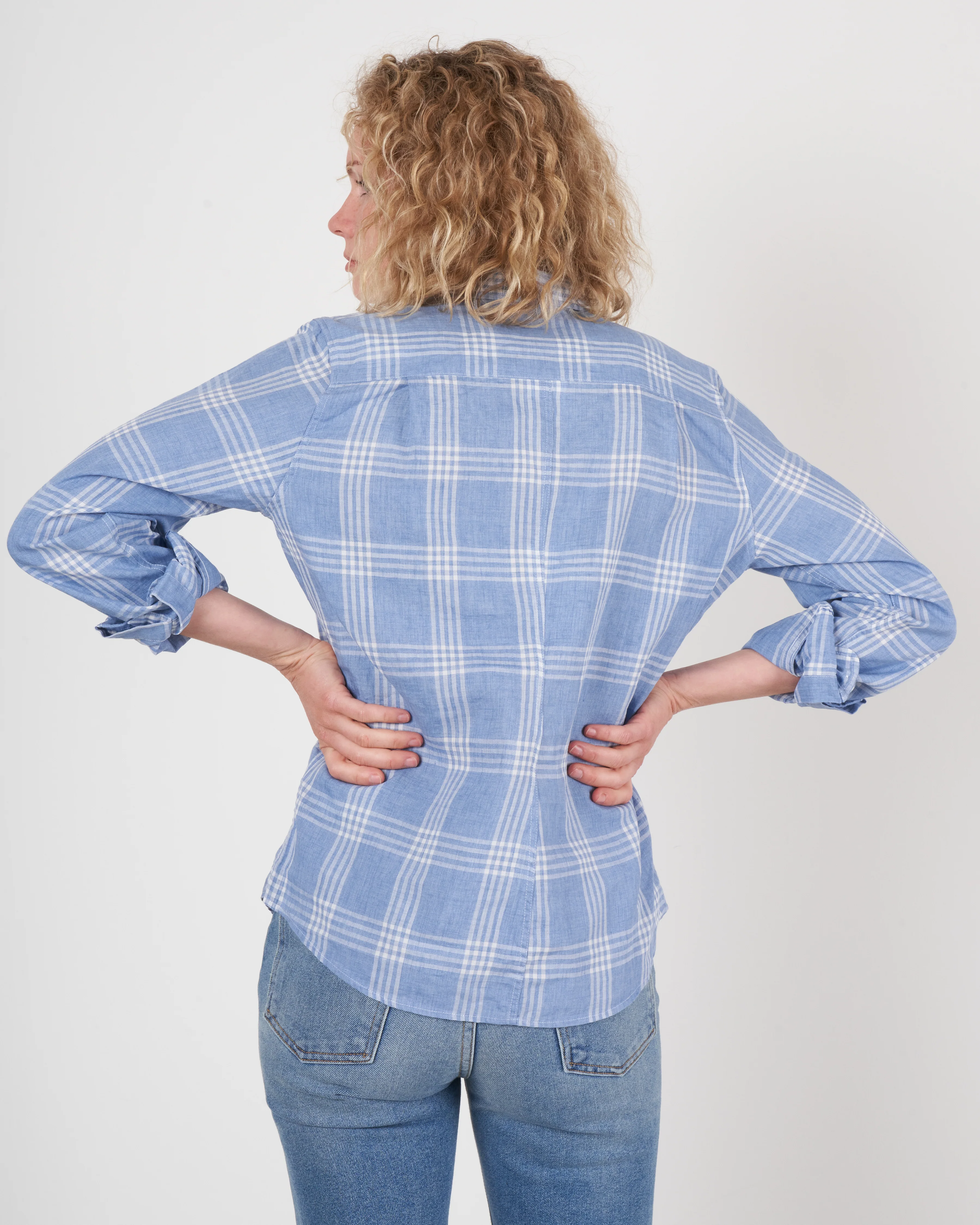 barry woven button up - large slate blue plaid - Image 3