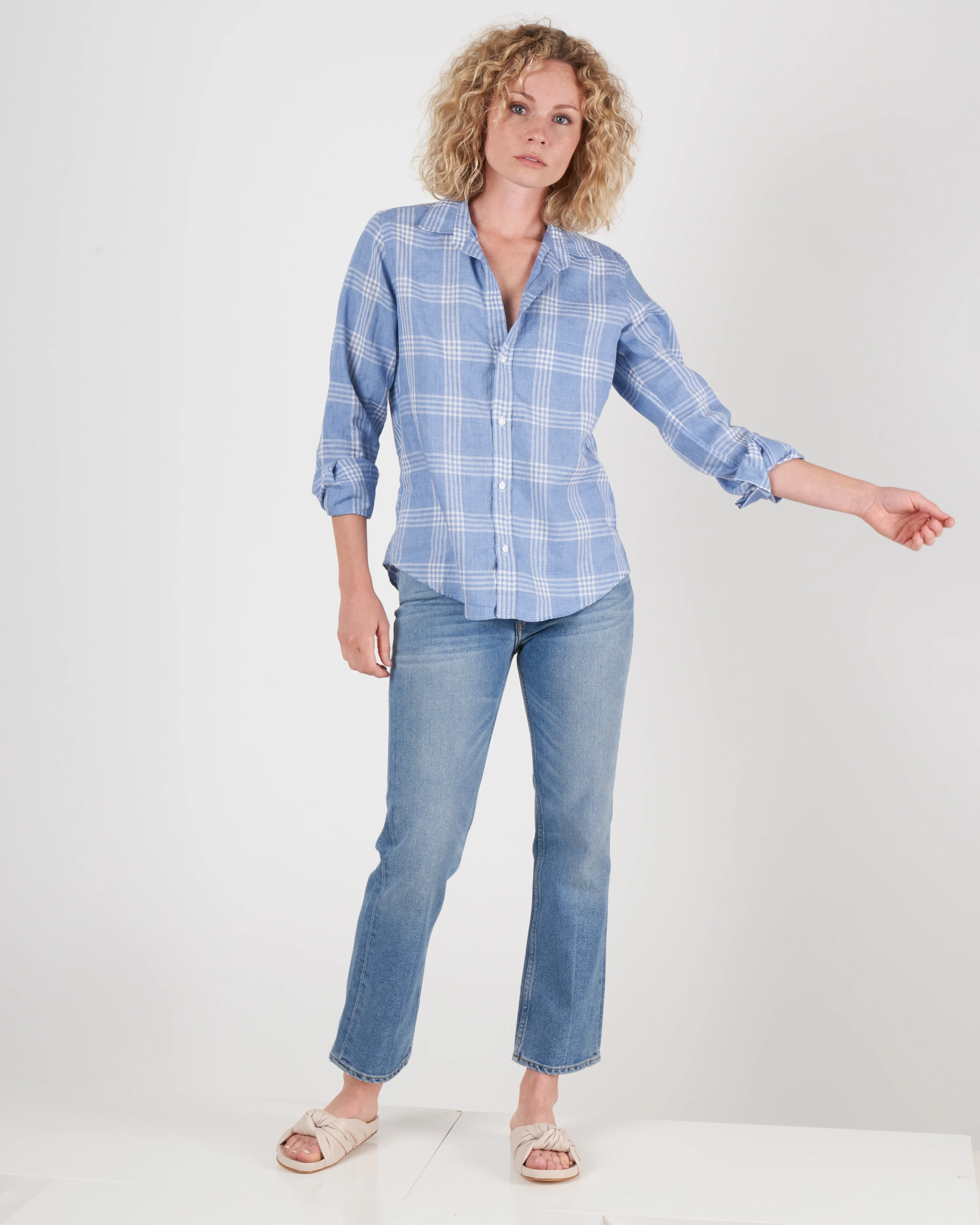 barry woven button up - large slate blue plaid - Image 5
