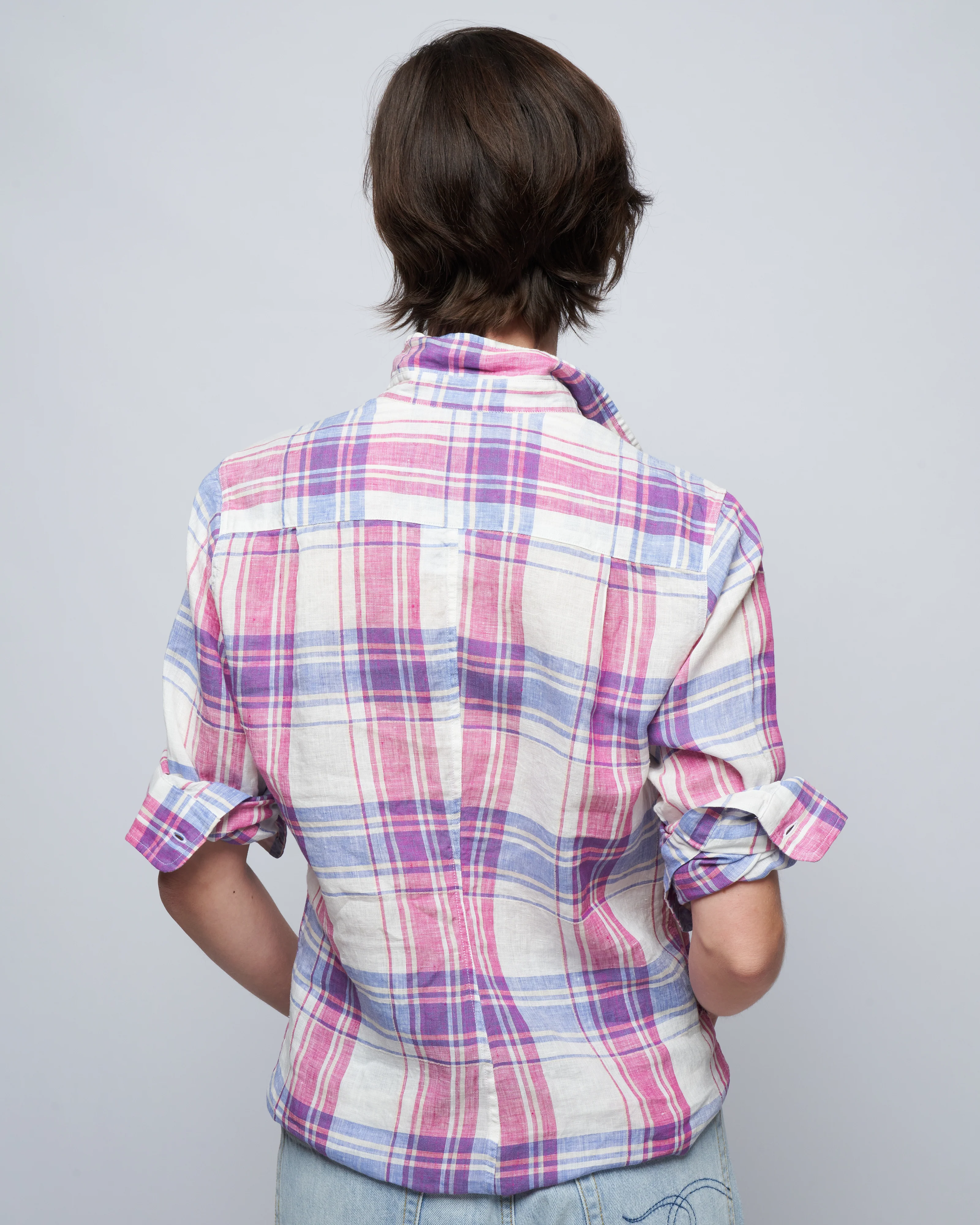 barry woven button up - pink, blue, white plaid - Image 4