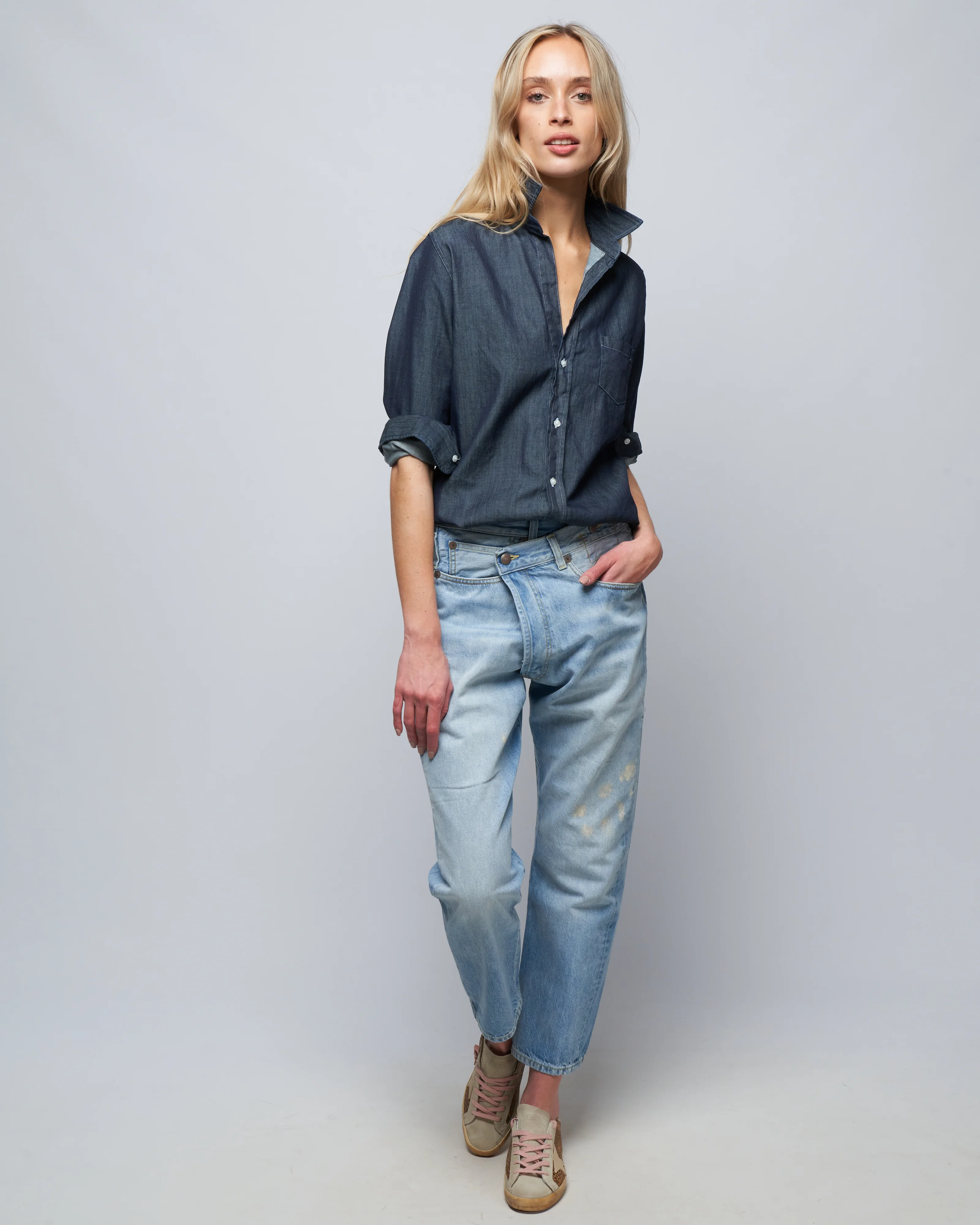 barry woven button up - raw rinse denim - Image 2