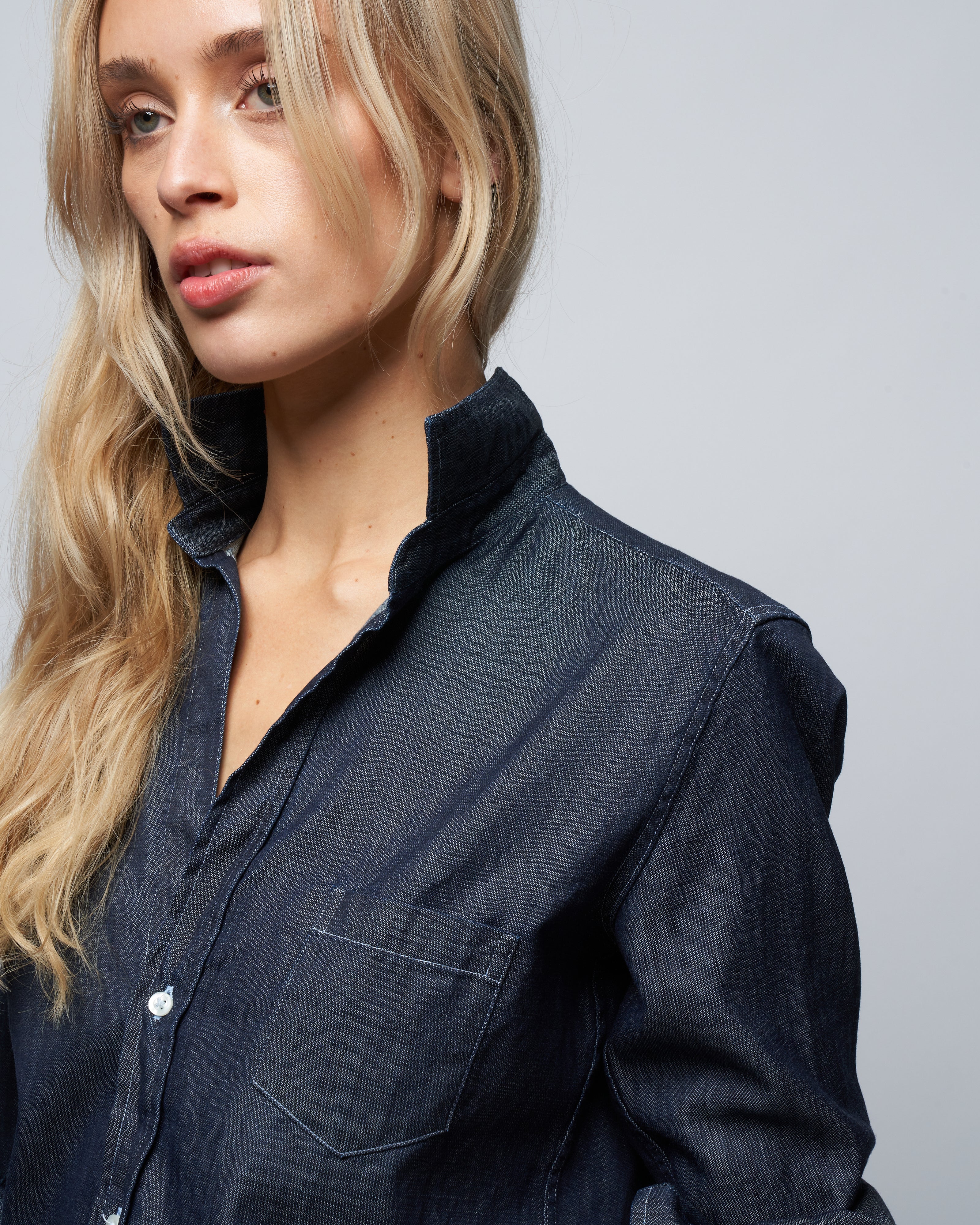 barry woven button up - raw rinse denim - Image 5