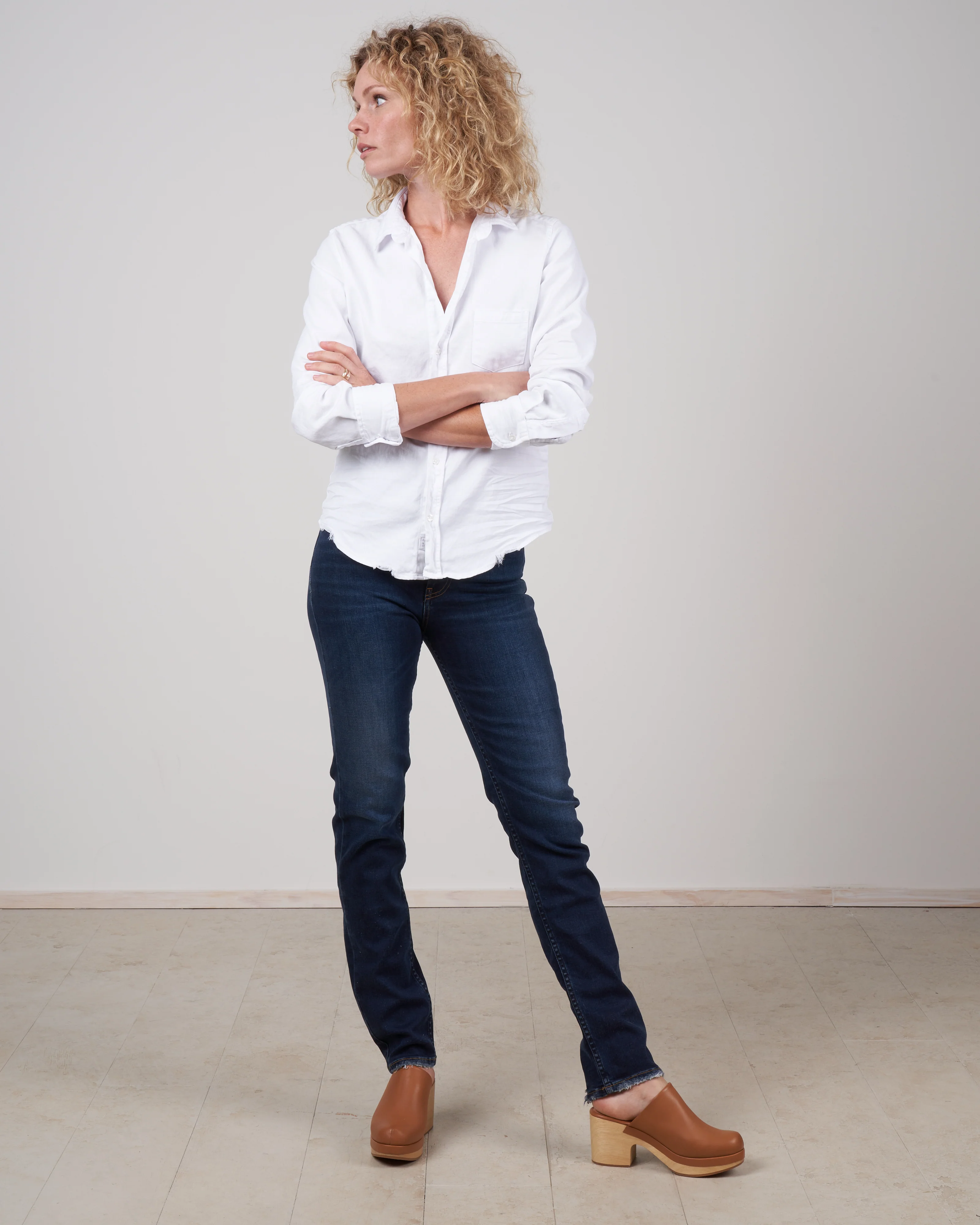 barry woven button up - white tattered wash denim - Image 2