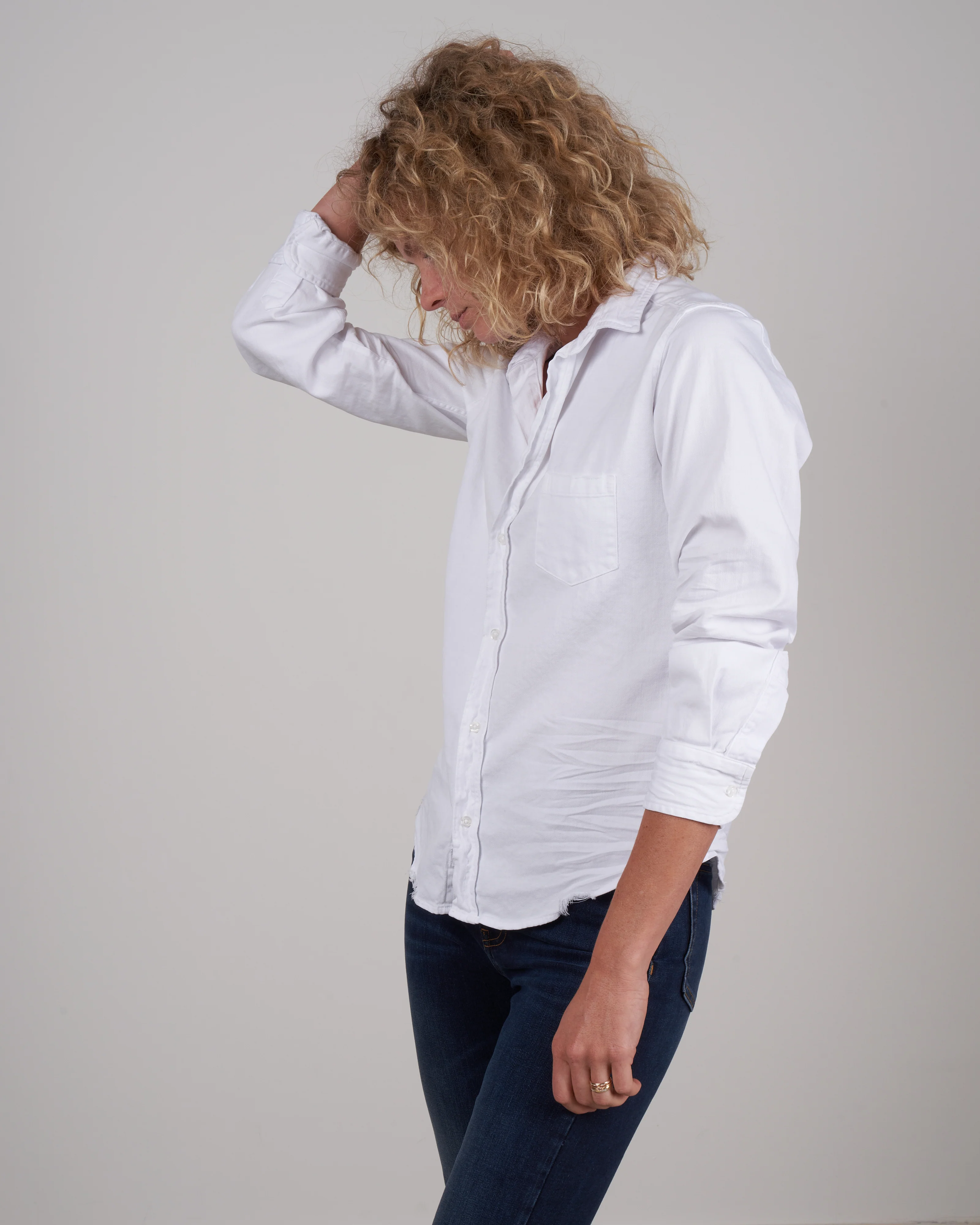 barry woven button up - white tattered wash denim - Image 3