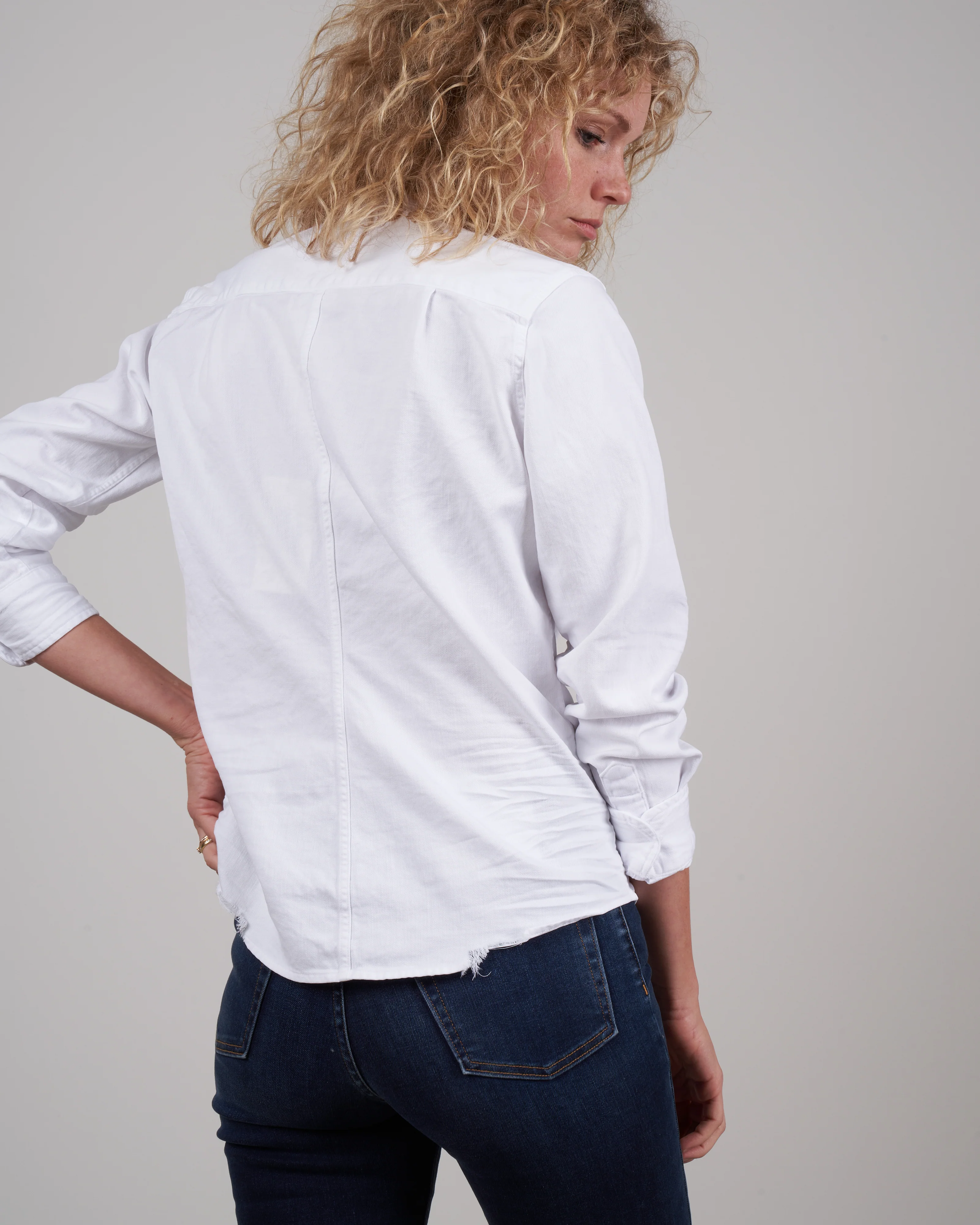 barry woven button up - white tattered wash denim - Image 4
