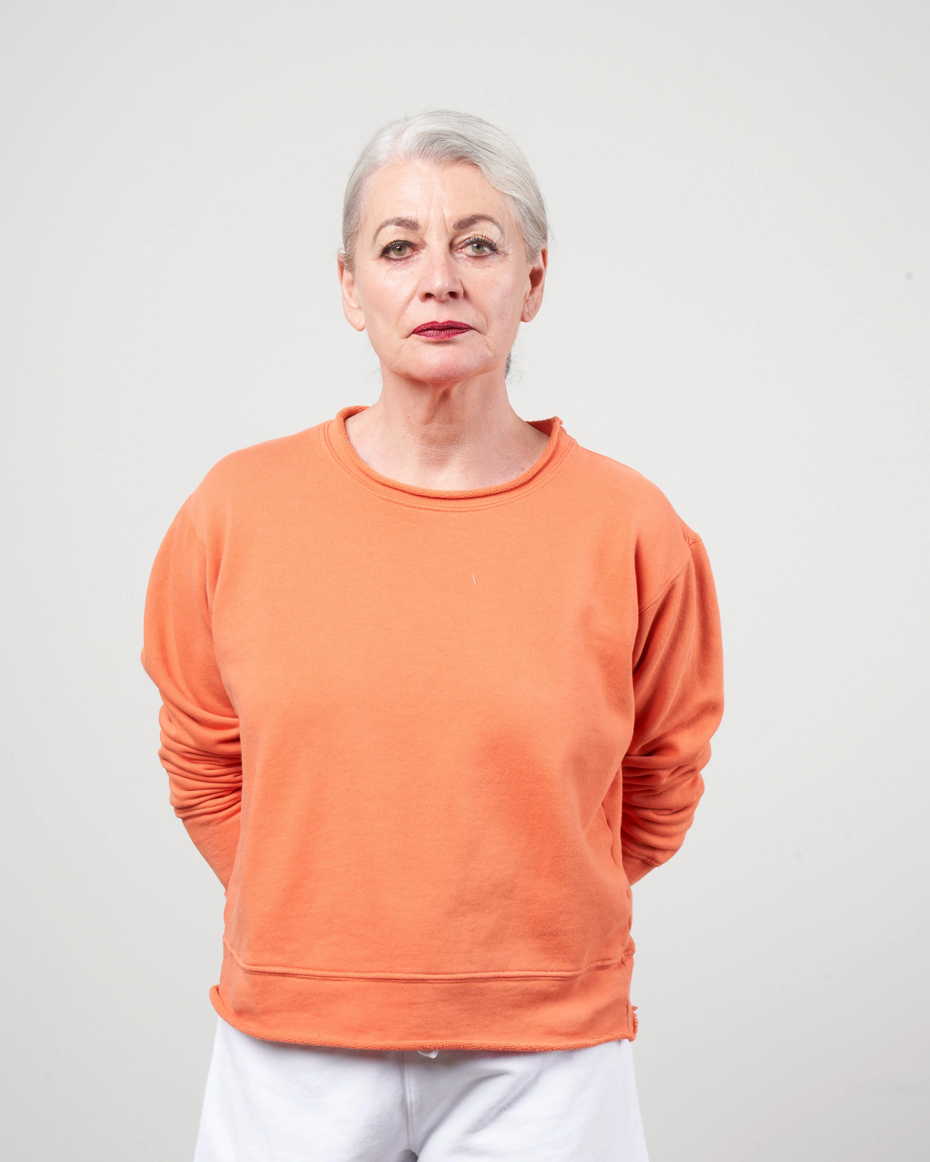 boyfriend crew neck sweatshirt - tangerine - Image 2