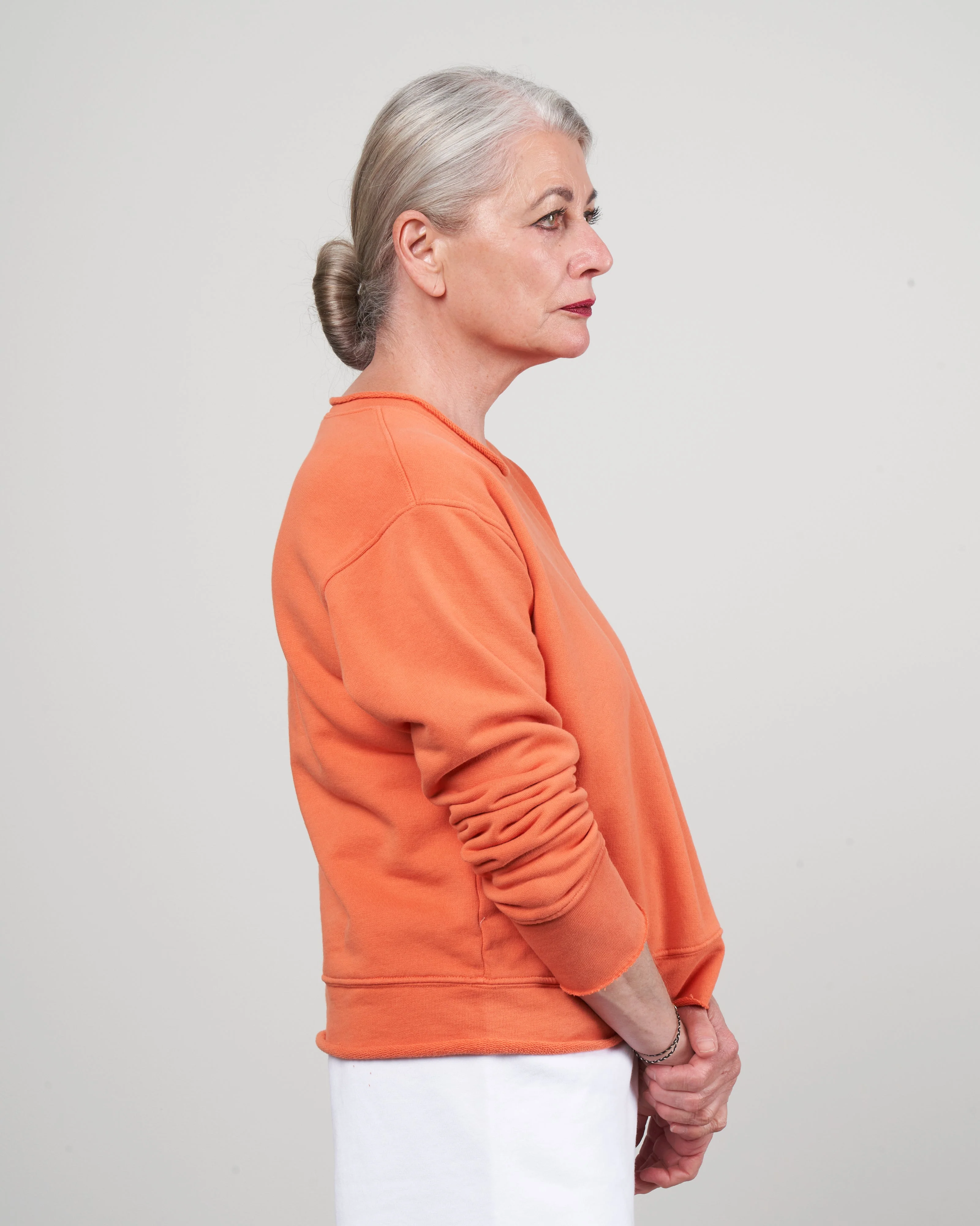 boyfriend crew neck sweatshirt - tangerine - Image 3
