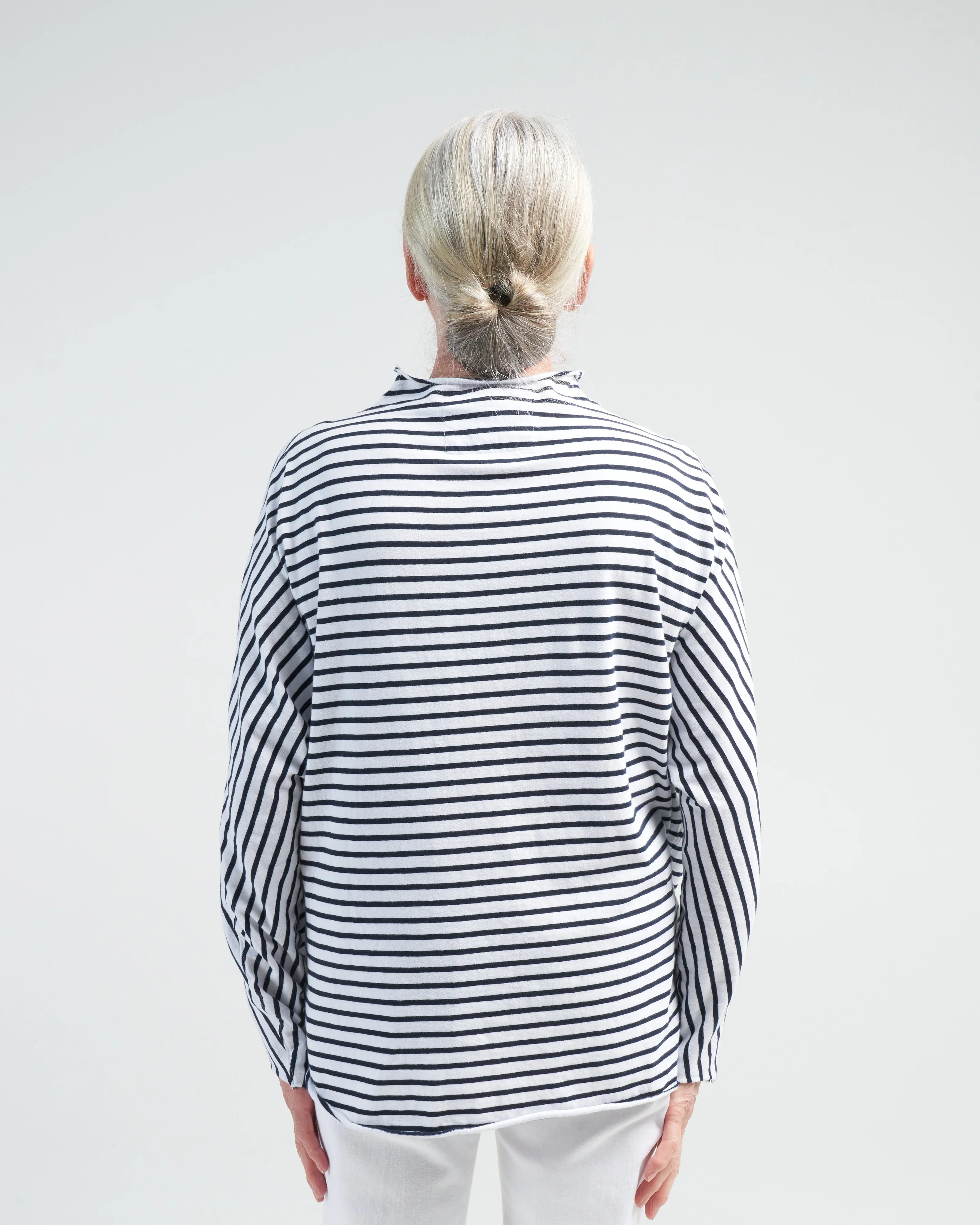 effie long sleeve funnel neck capelet - white/british royal navy stripe - Image 4
