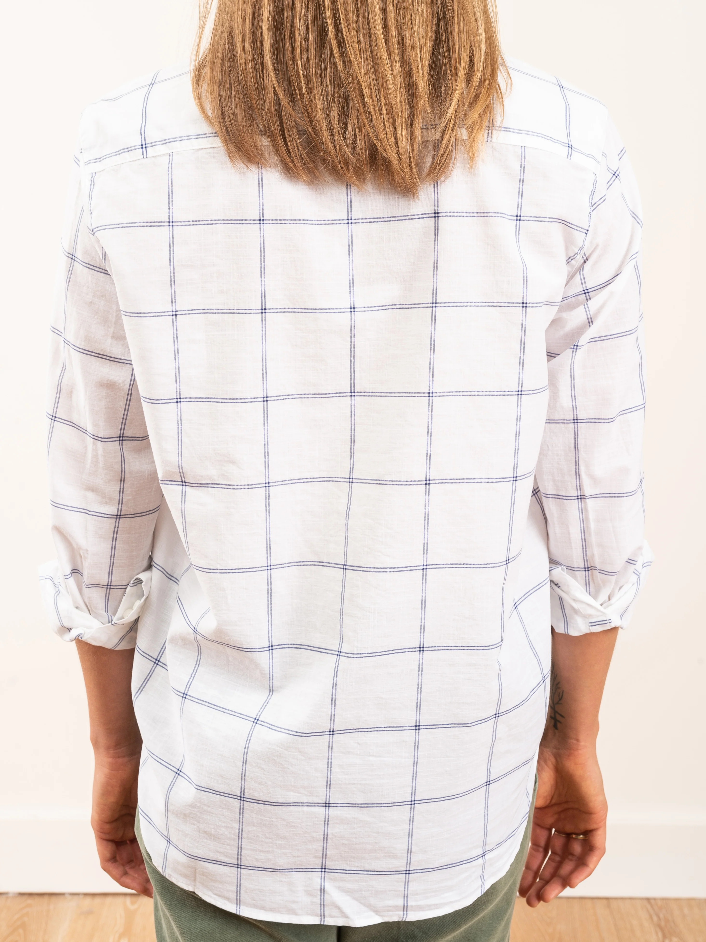 eileen l/s button down - white w/ blue windowpane - Image 4