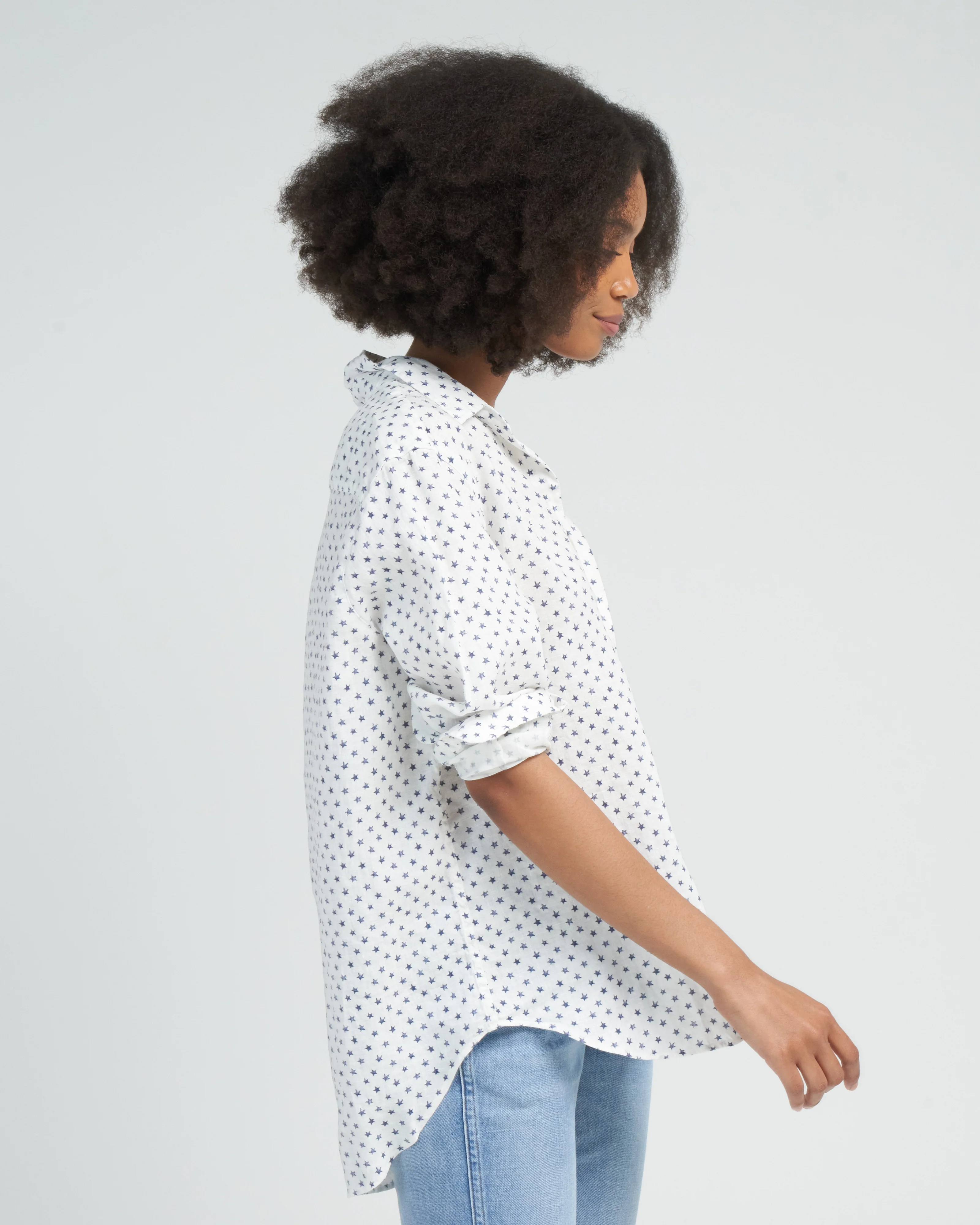 eileen relaxed button-up shirt - navy stars - Image 3