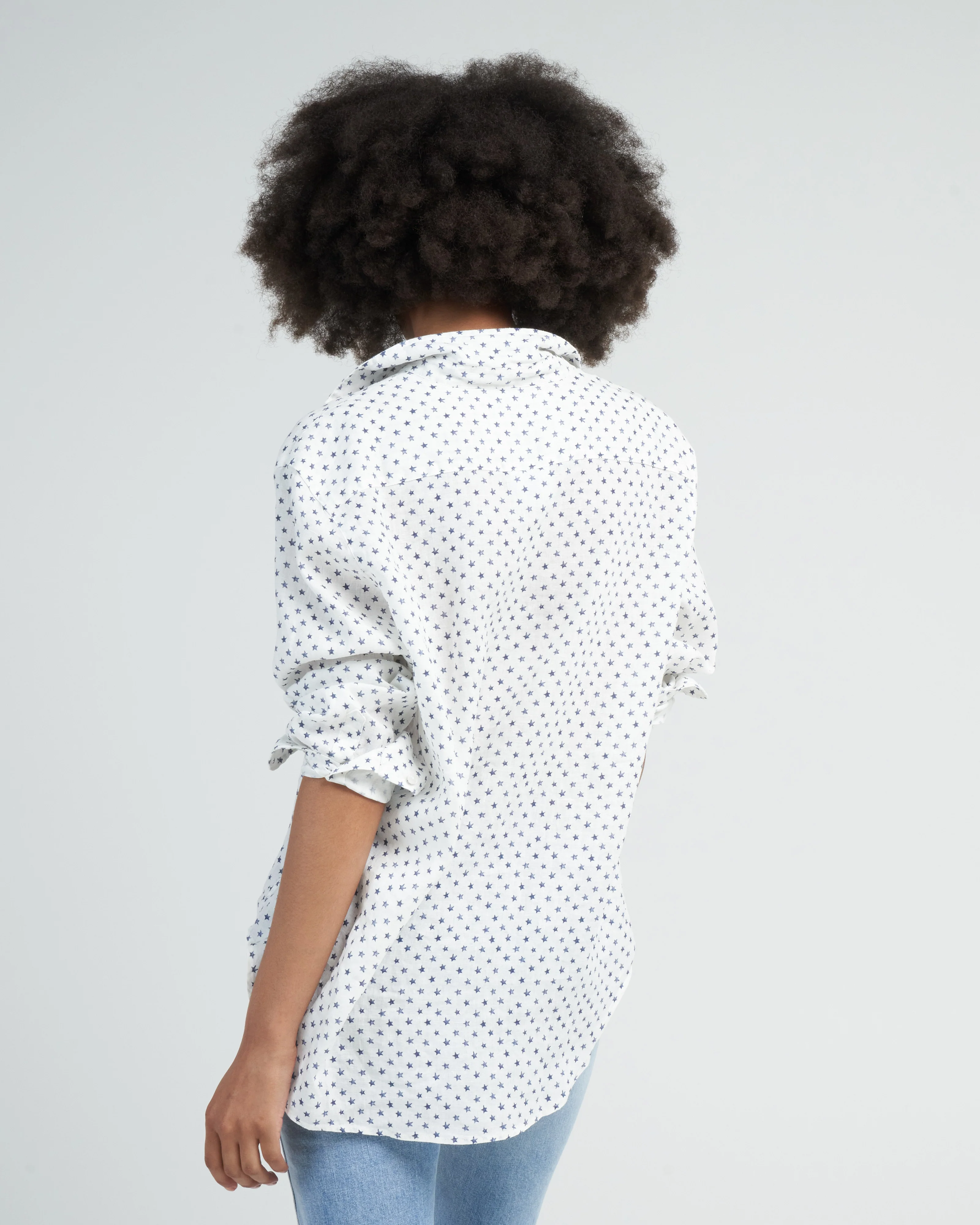 eileen relaxed button-up shirt - navy stars - Image 4