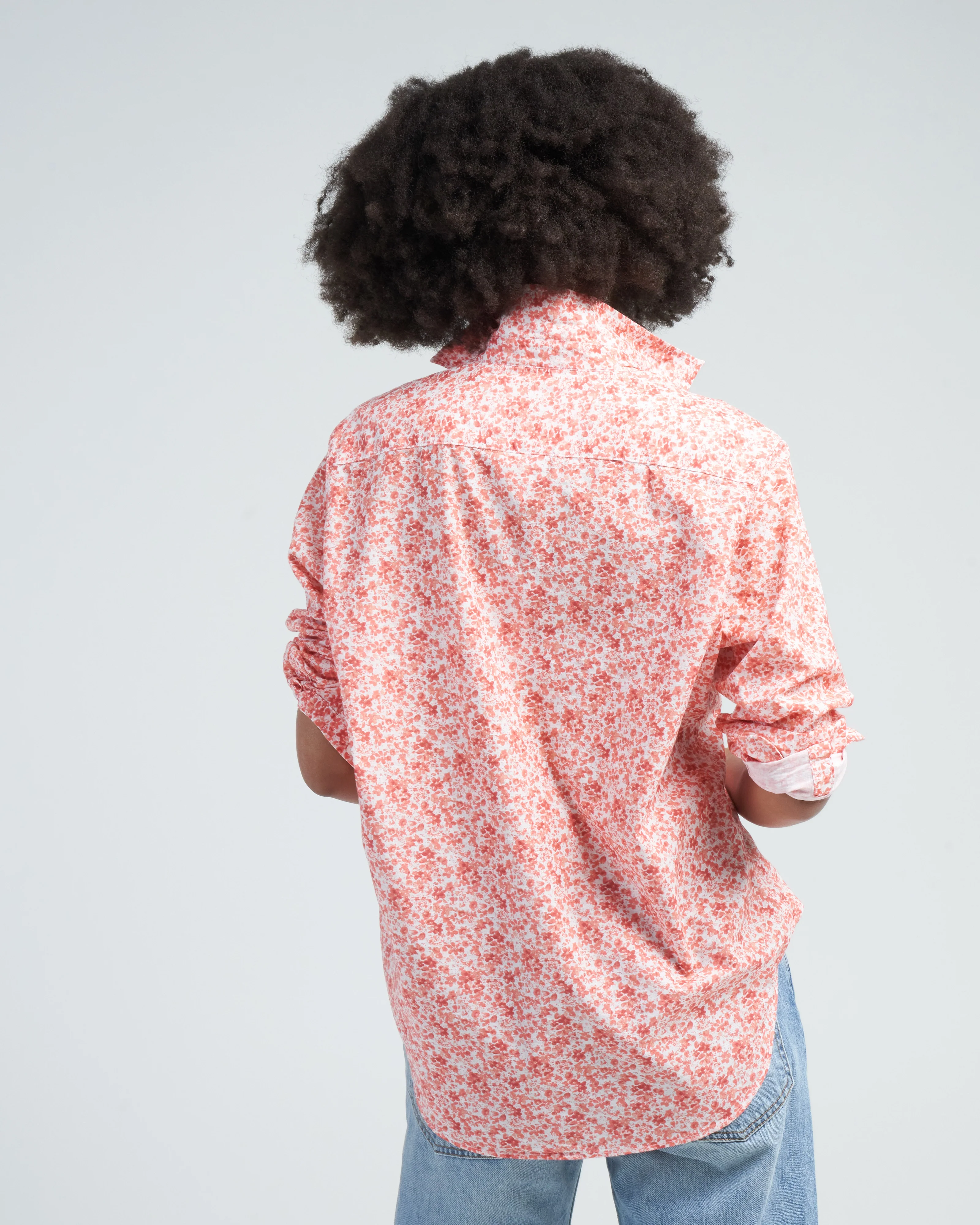 eileen relaxed button-up shirt - peach florals - Image 4